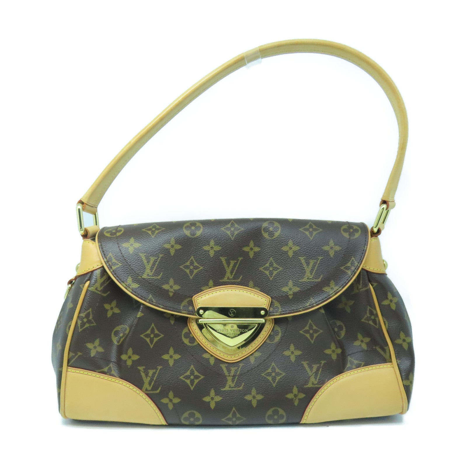 LOUIS VUITTON Monogram Beverly MM Gold Buckle Shoulder Bag Brown