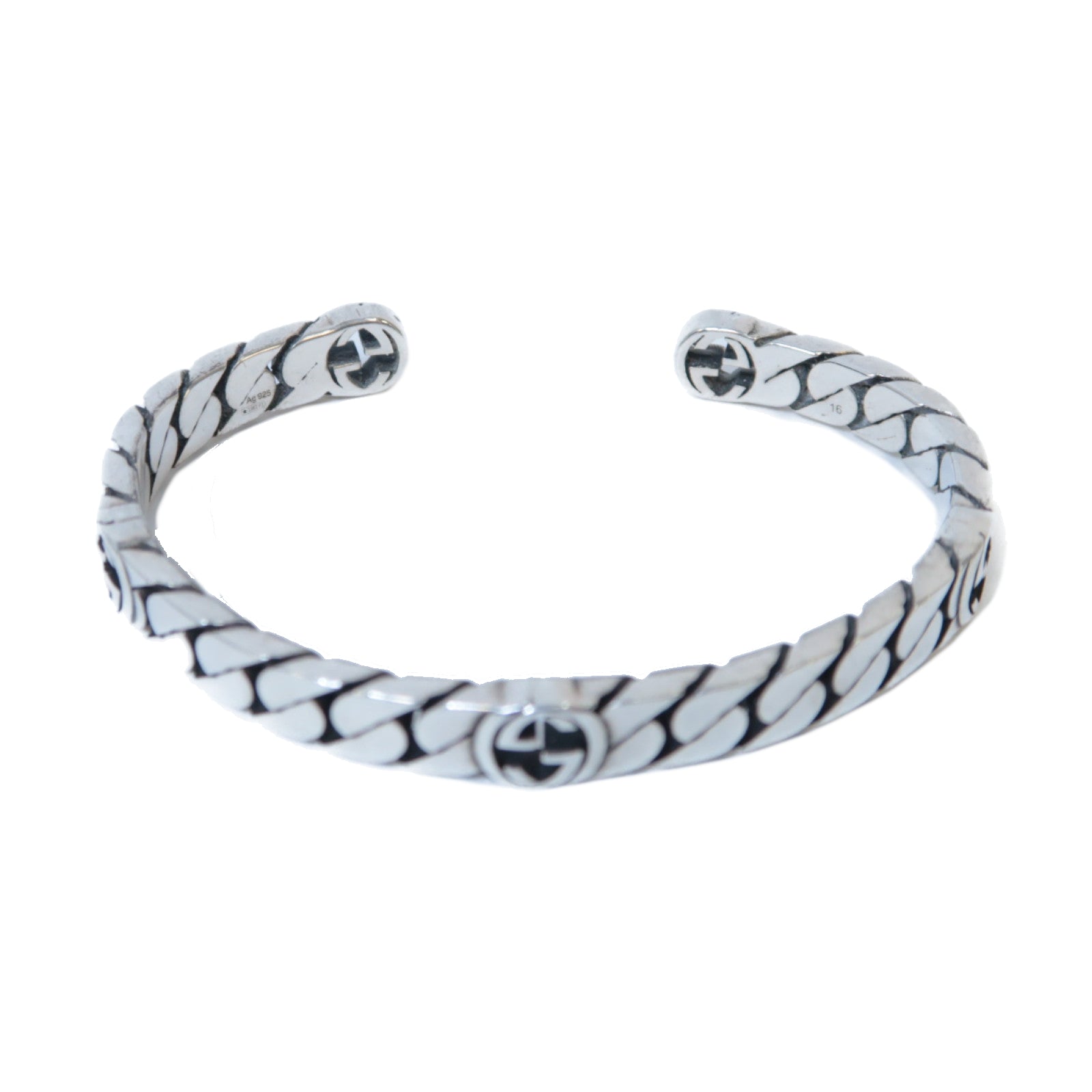 GUCCI 925純銀INTERLOCKING G Bracelet手鐲銀色