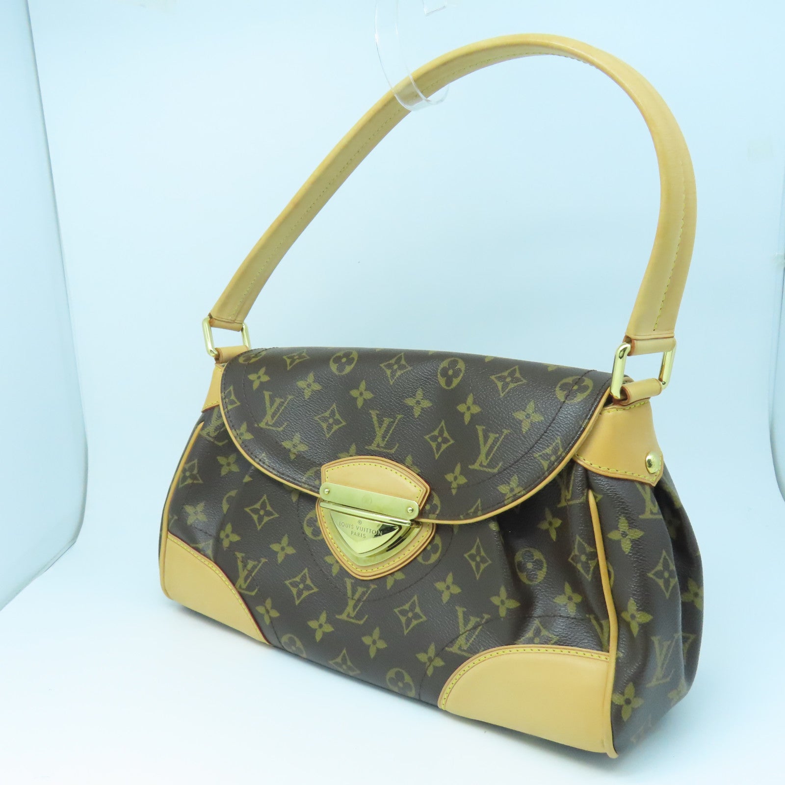 LOUIS VUITTON Monogram Beverly MM Gold Buckle Shoulder Bag Brown