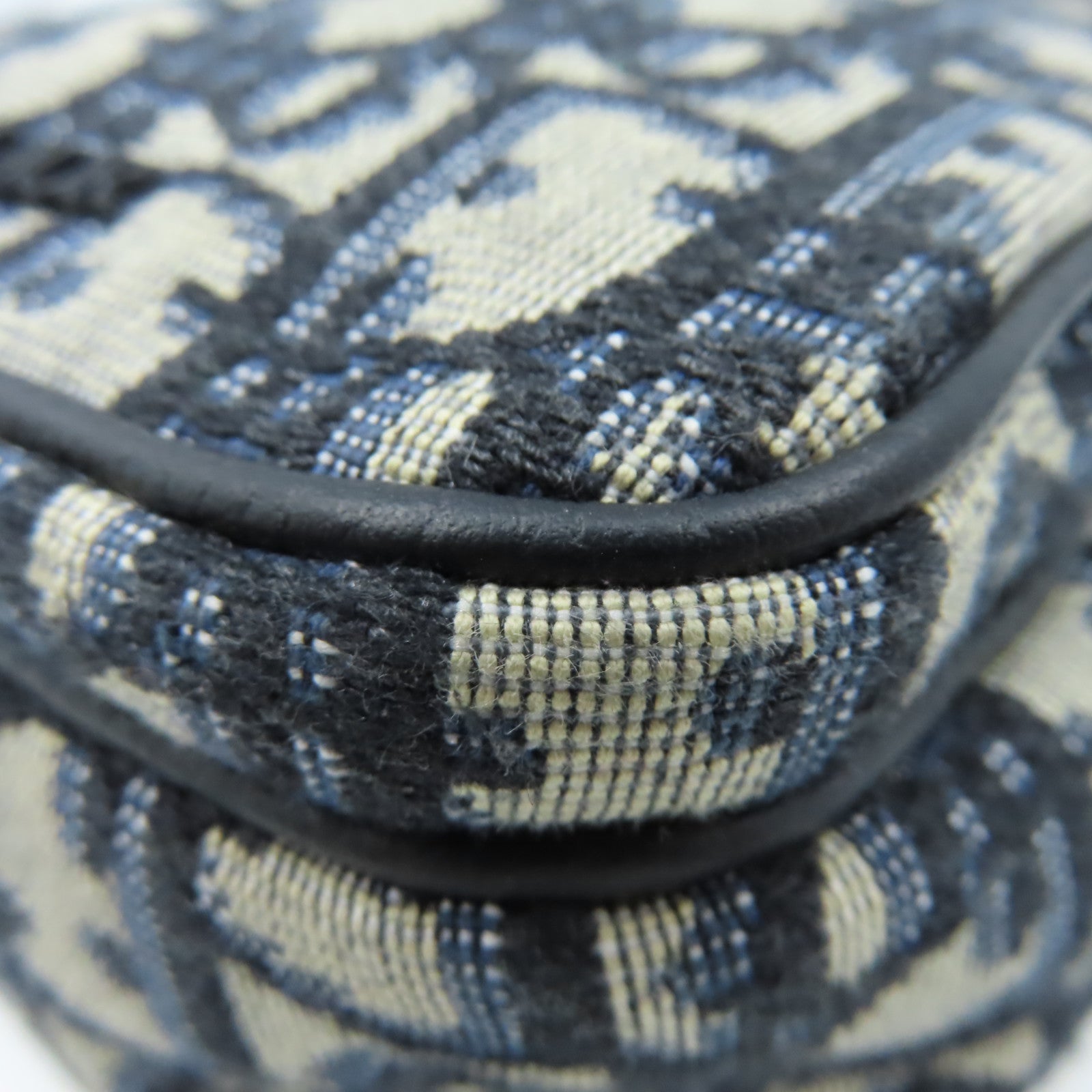 Dior Oblique Jacquard帆布Shoulder Bag銀扣肩背袋啡色/寶藍色