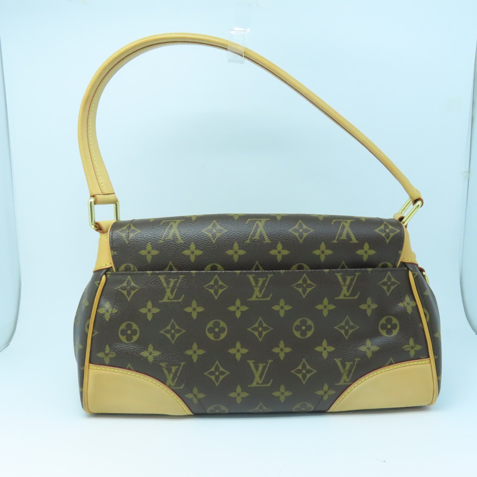LOUIS VUITTON Monogram Beverly MM Gold Buckle Shoulder Bag Brown