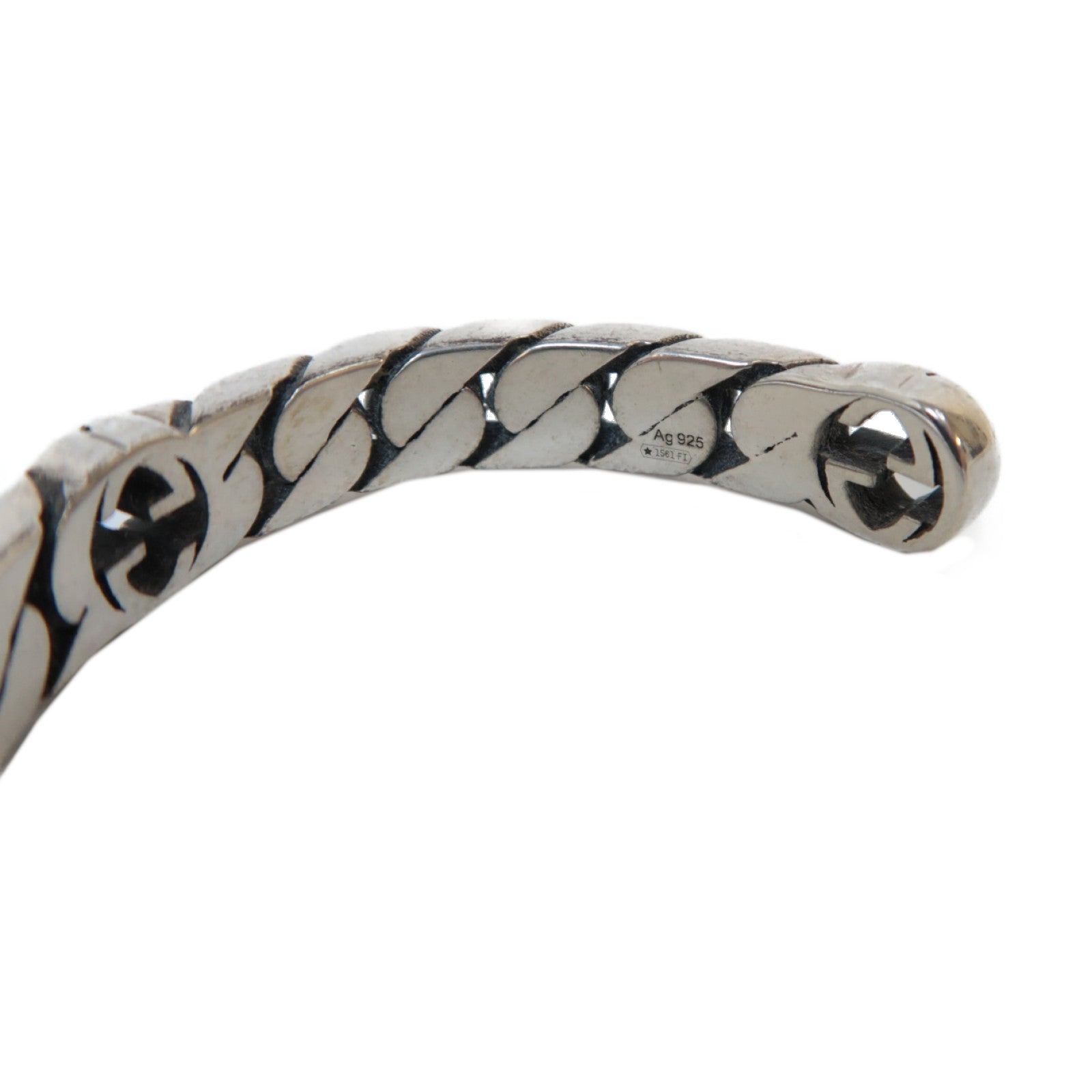 GUCCI 925純銀INTERLOCKING G Bracelet手鐲銀色