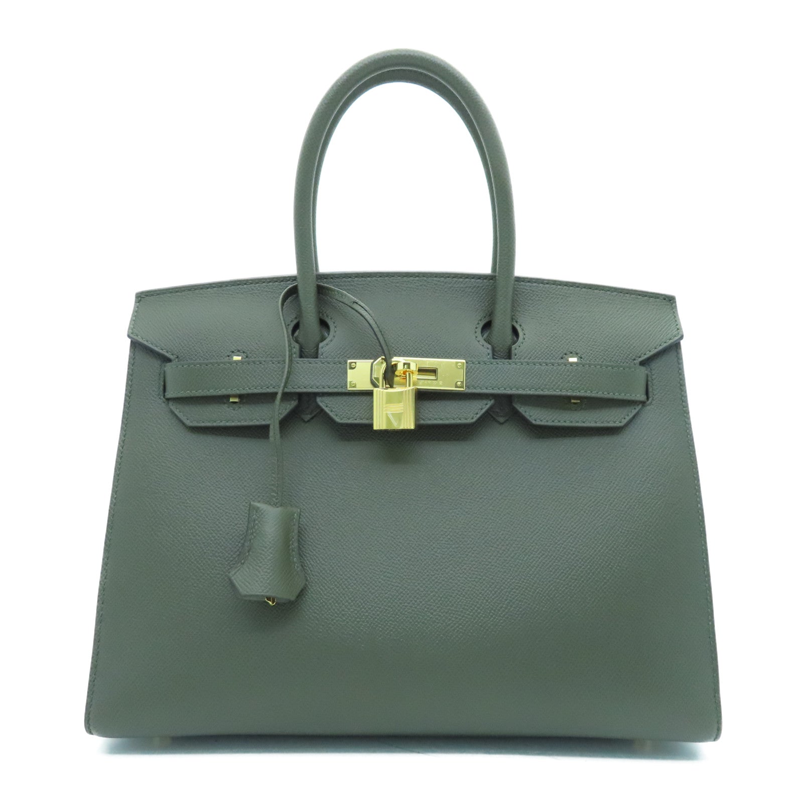 HERMES Veau Epsom皮革Birkin 30金扣手挽袋深绿色