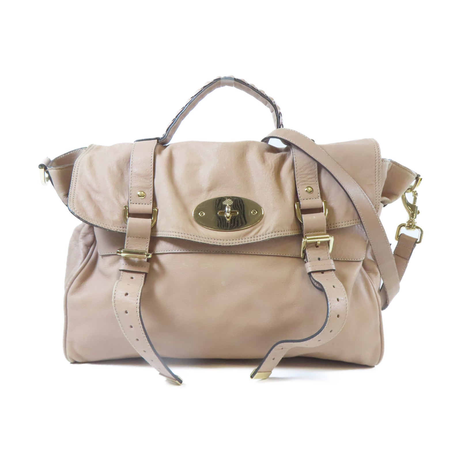 MULBERRY 牛皮皮革2 Way Shoulder Bag金扣手挽肩背兩用袋粉紅色