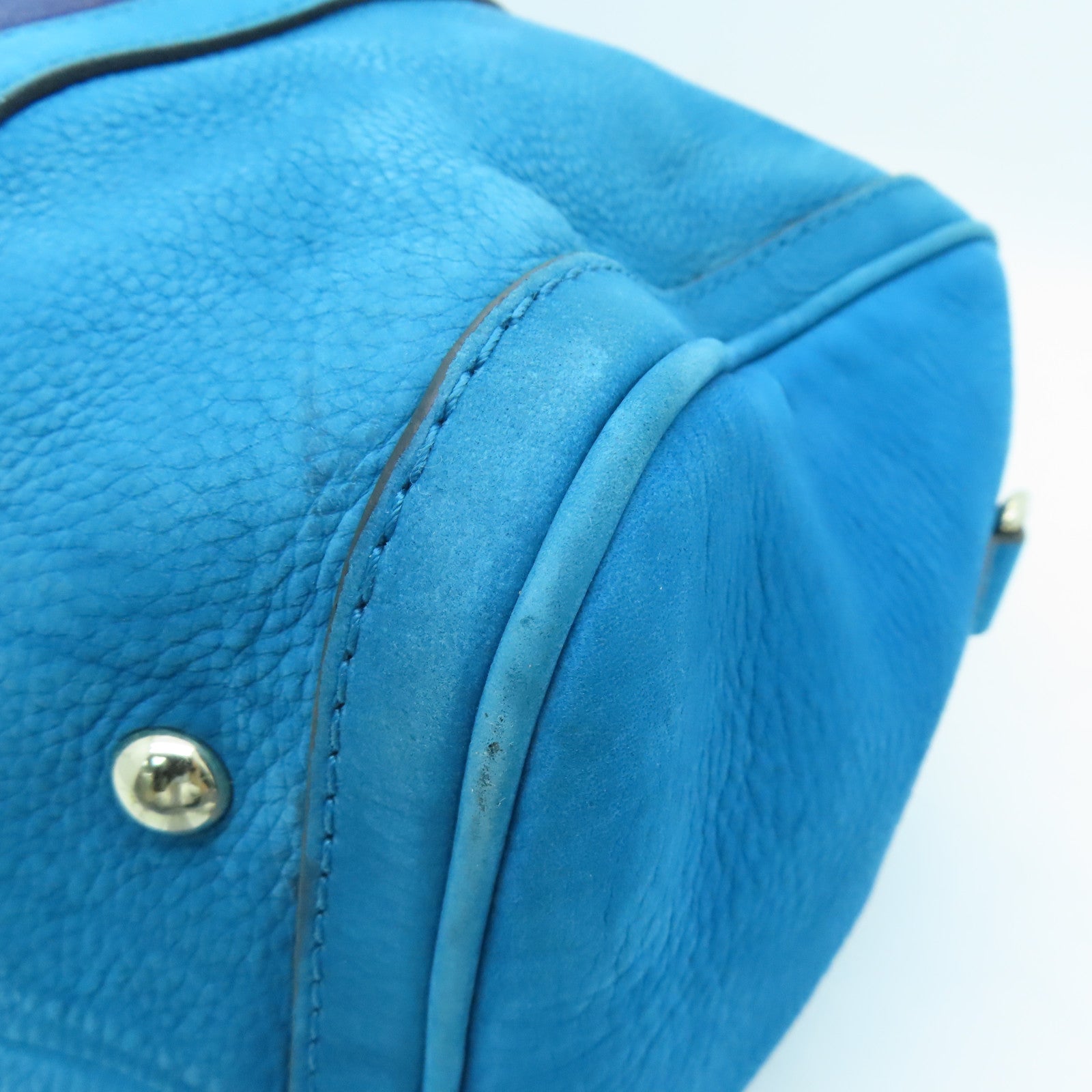 GUCCI 帆布/皮革Boston Bag金扣波士顿包蓝色