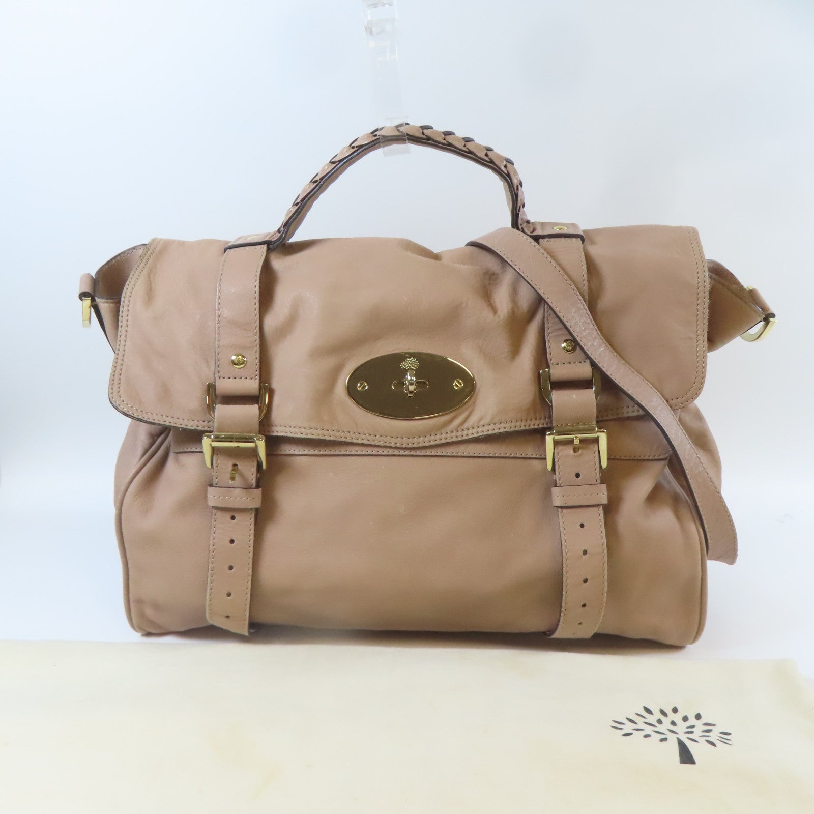 MULBERRY 牛皮皮革2 Way Shoulder Bag金扣手挽肩背兩用袋粉紅色