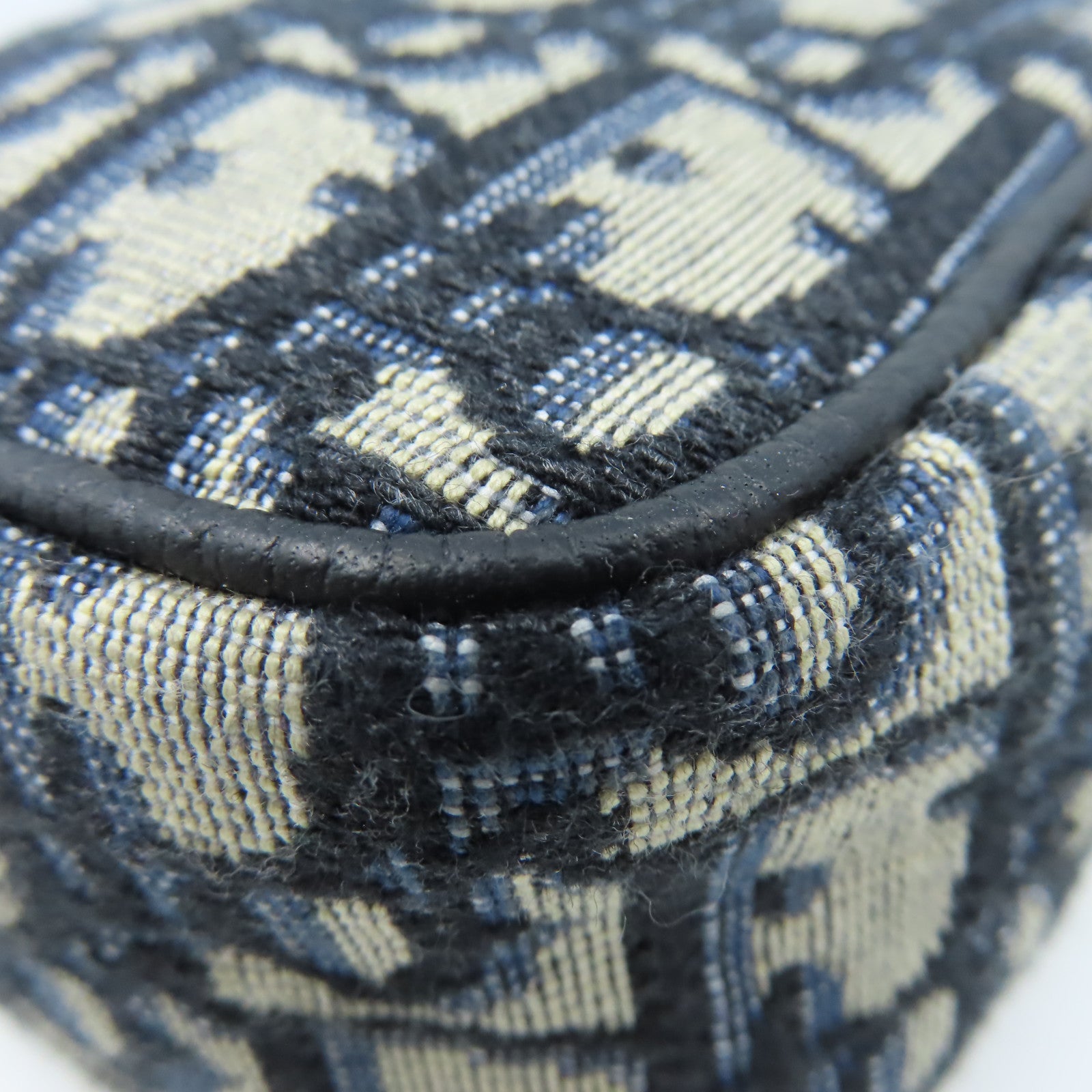 Dior Oblique Jacquard帆布Shoulder Bag銀扣肩背袋啡色/寶藍色