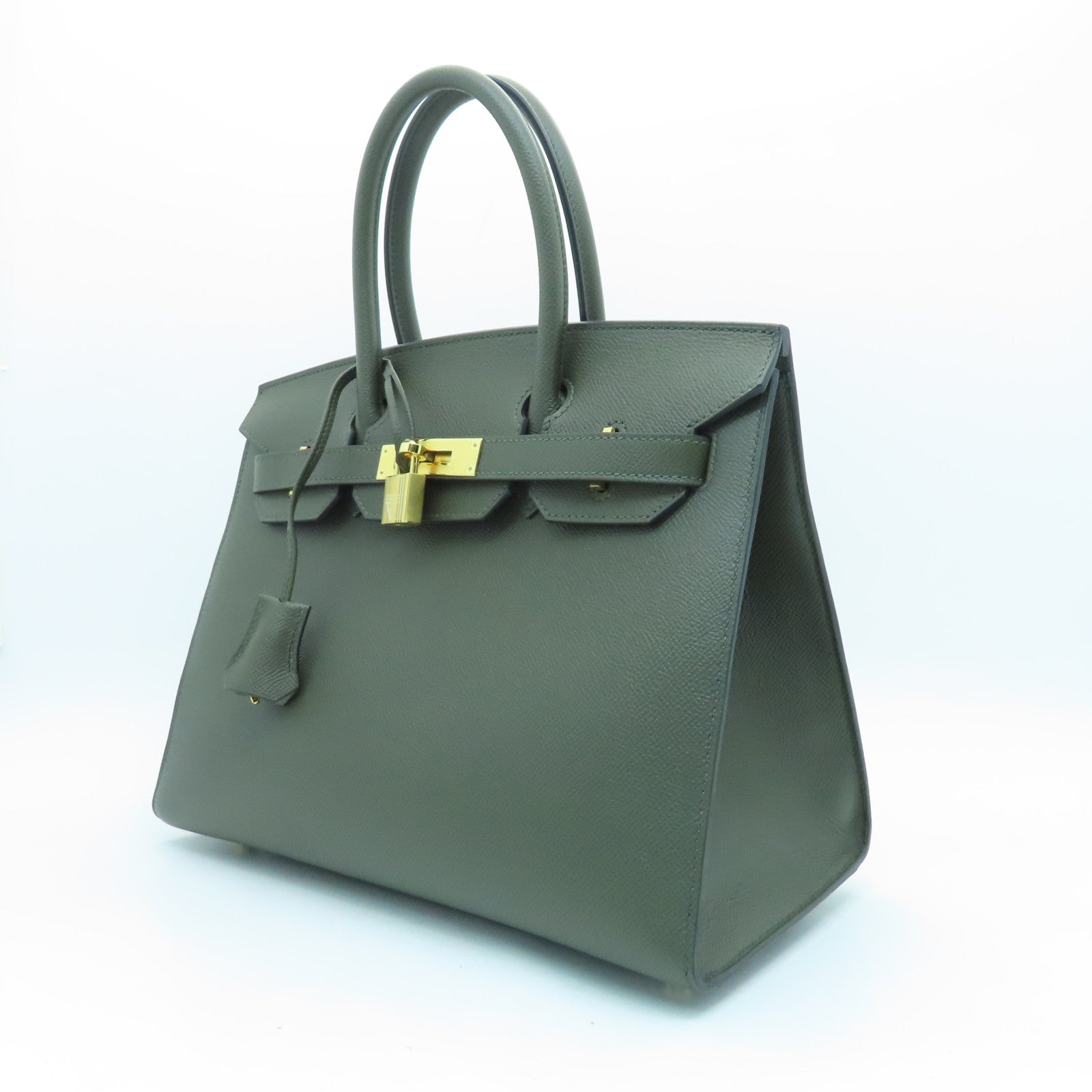 HERMES Veau Epsom皮革Birkin 30金扣手挽袋深绿色