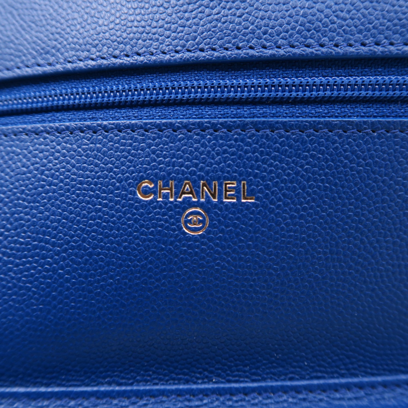 CHANEL 菱格牛皮皮革Wallet On Chain金扣肩背袋藍色