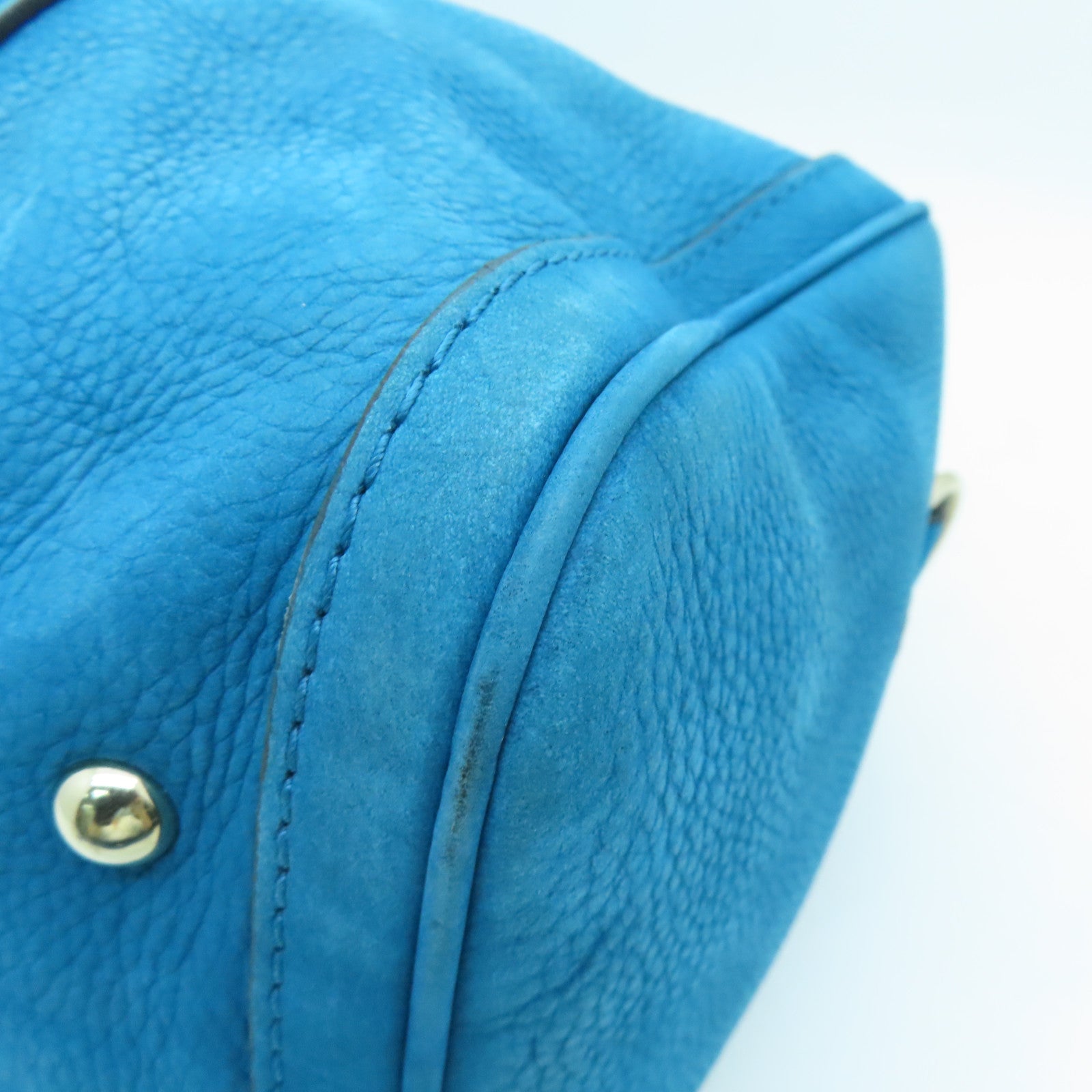 GUCCI 帆布/皮革Boston Bag金扣波士顿包蓝色