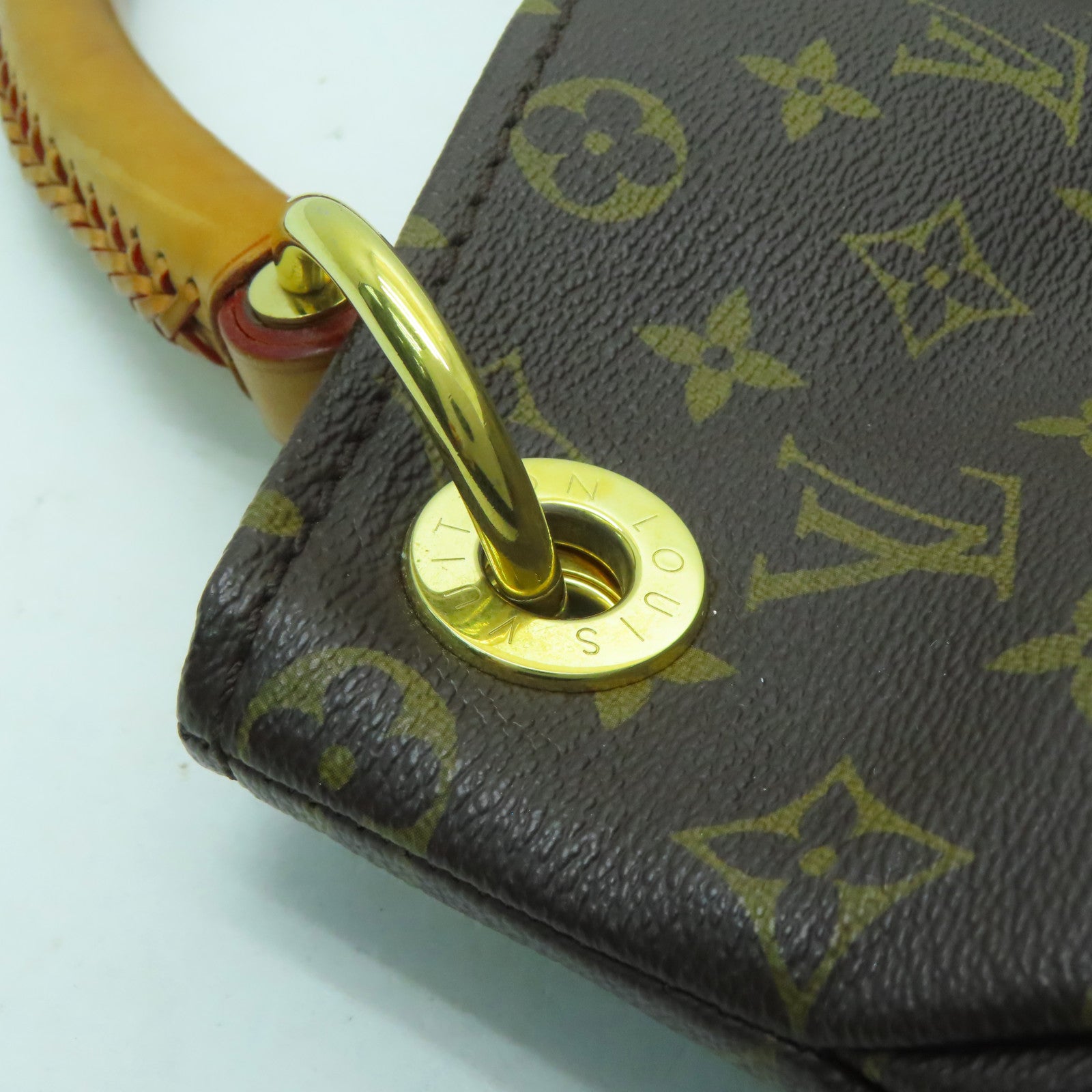 LOUIS VUITTON Monogram Artsy MM金扣波士頓包棕色