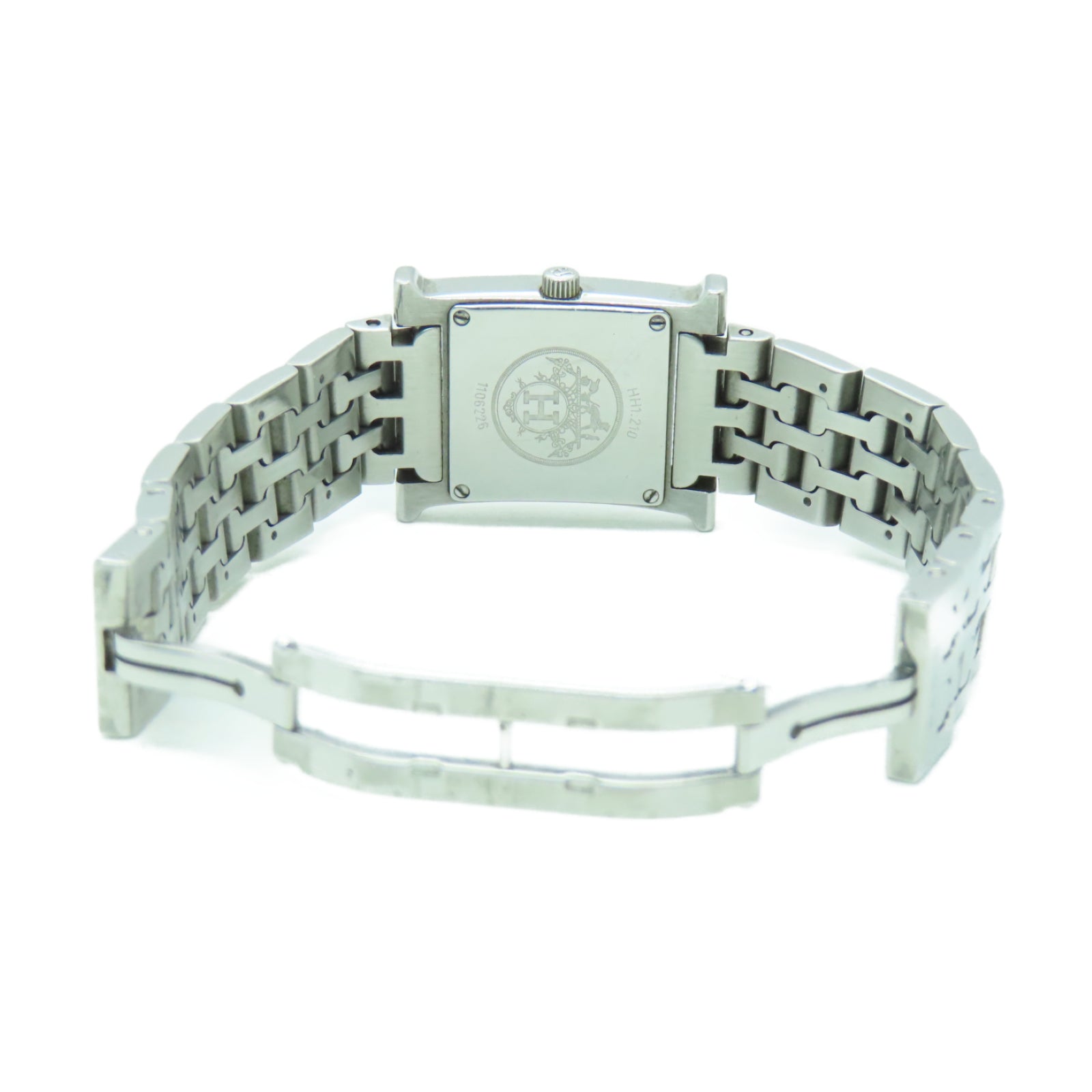 HERMES H watch不鏽鋼石英機芯手錶白色