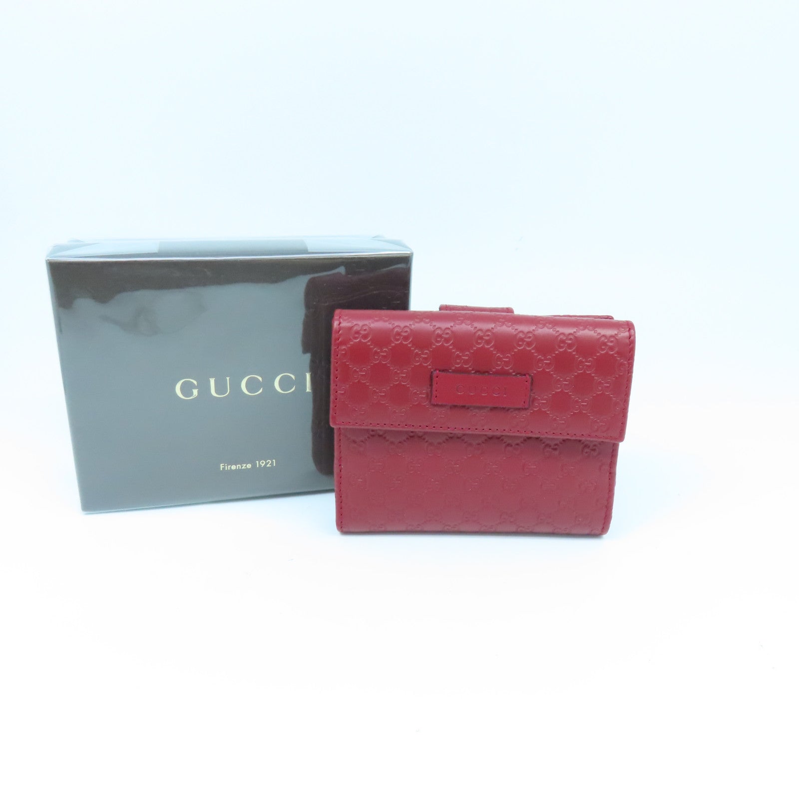 GUCCI 牛皮皮革Wallet金扣钱包红色