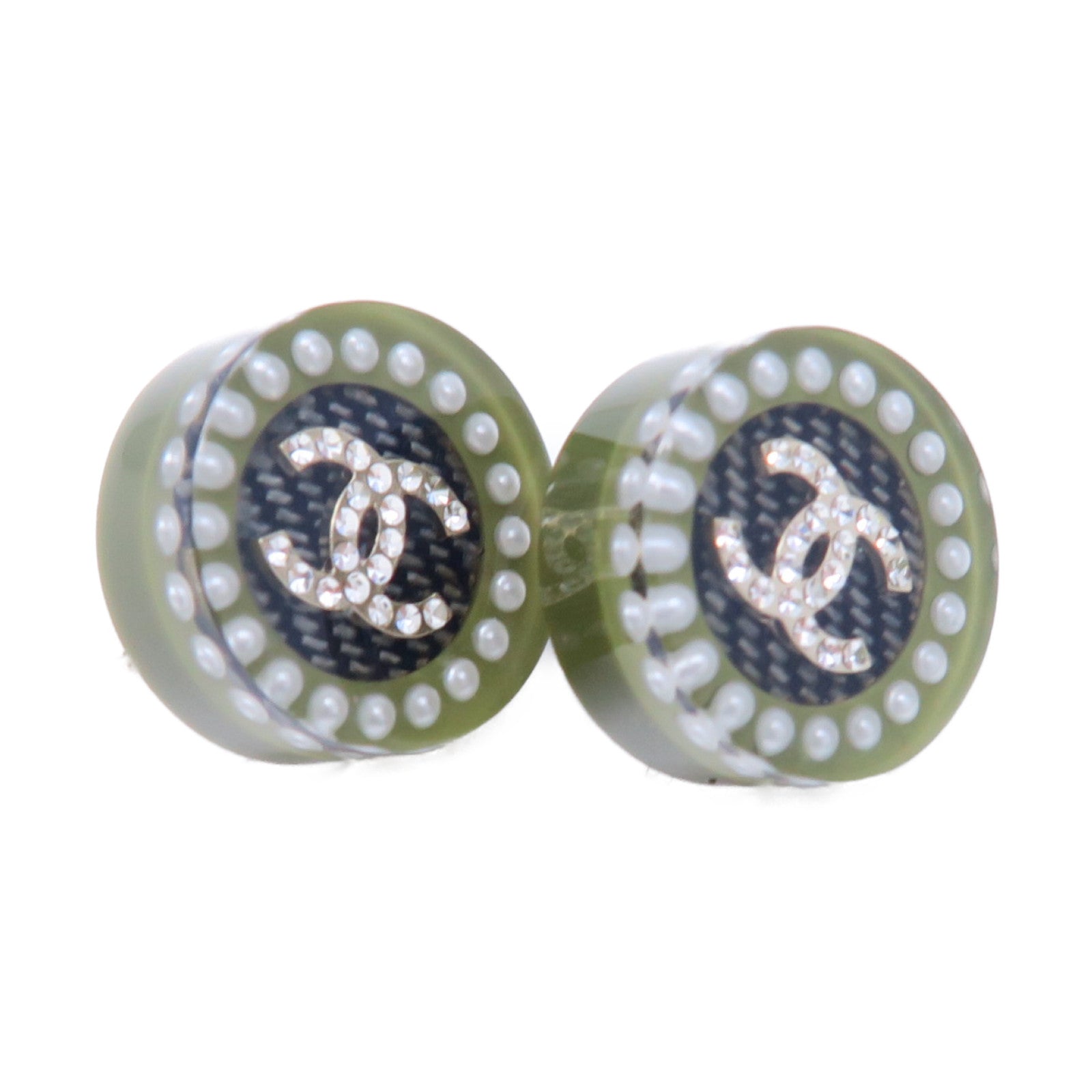 CHANEL PVC Earring金扣耳環綠色