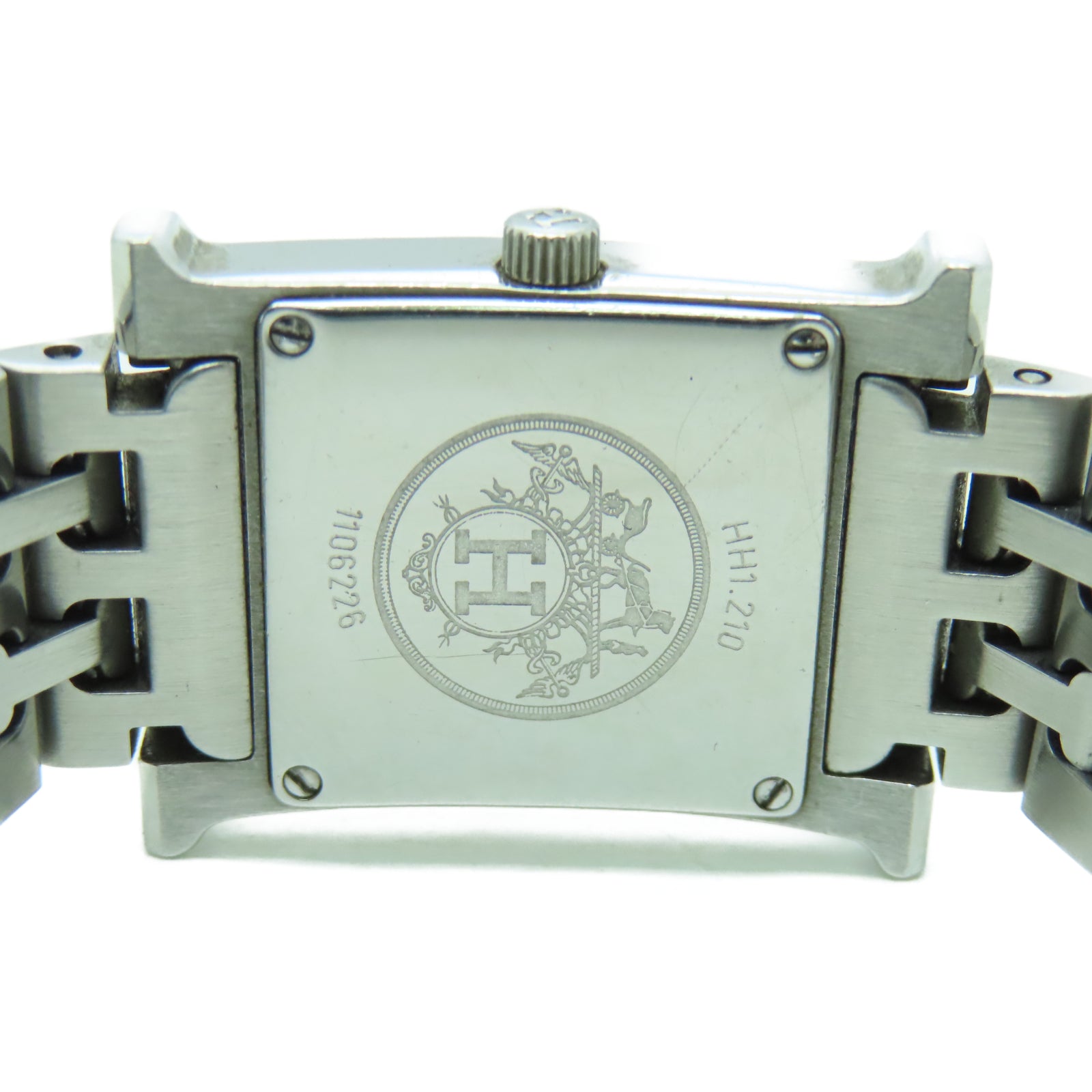 HERMES H watch不鏽鋼石英機芯手錶白色