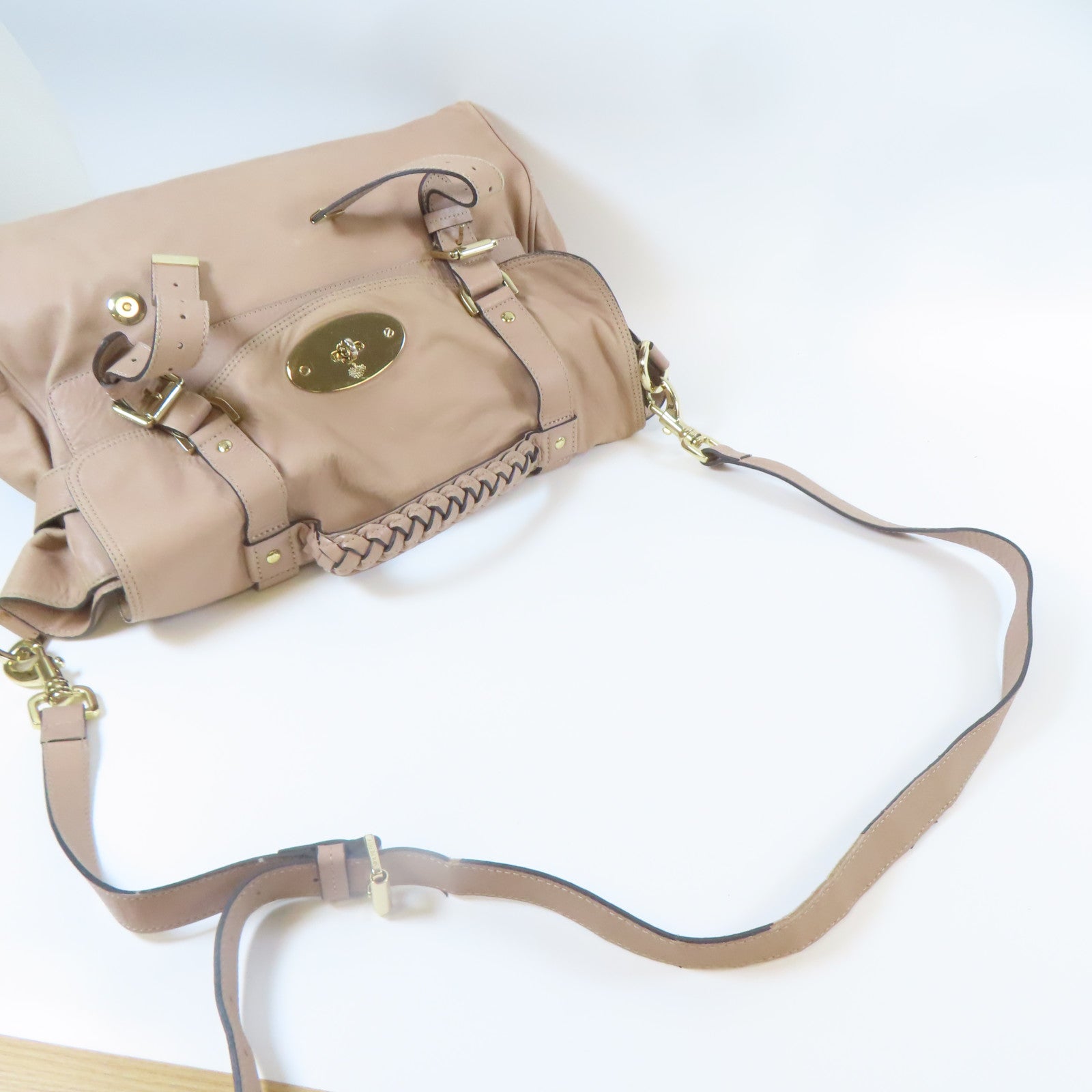 MULBERRY 牛皮皮革2 Way Shoulder Bag金扣手挽肩背兩用袋粉紅色