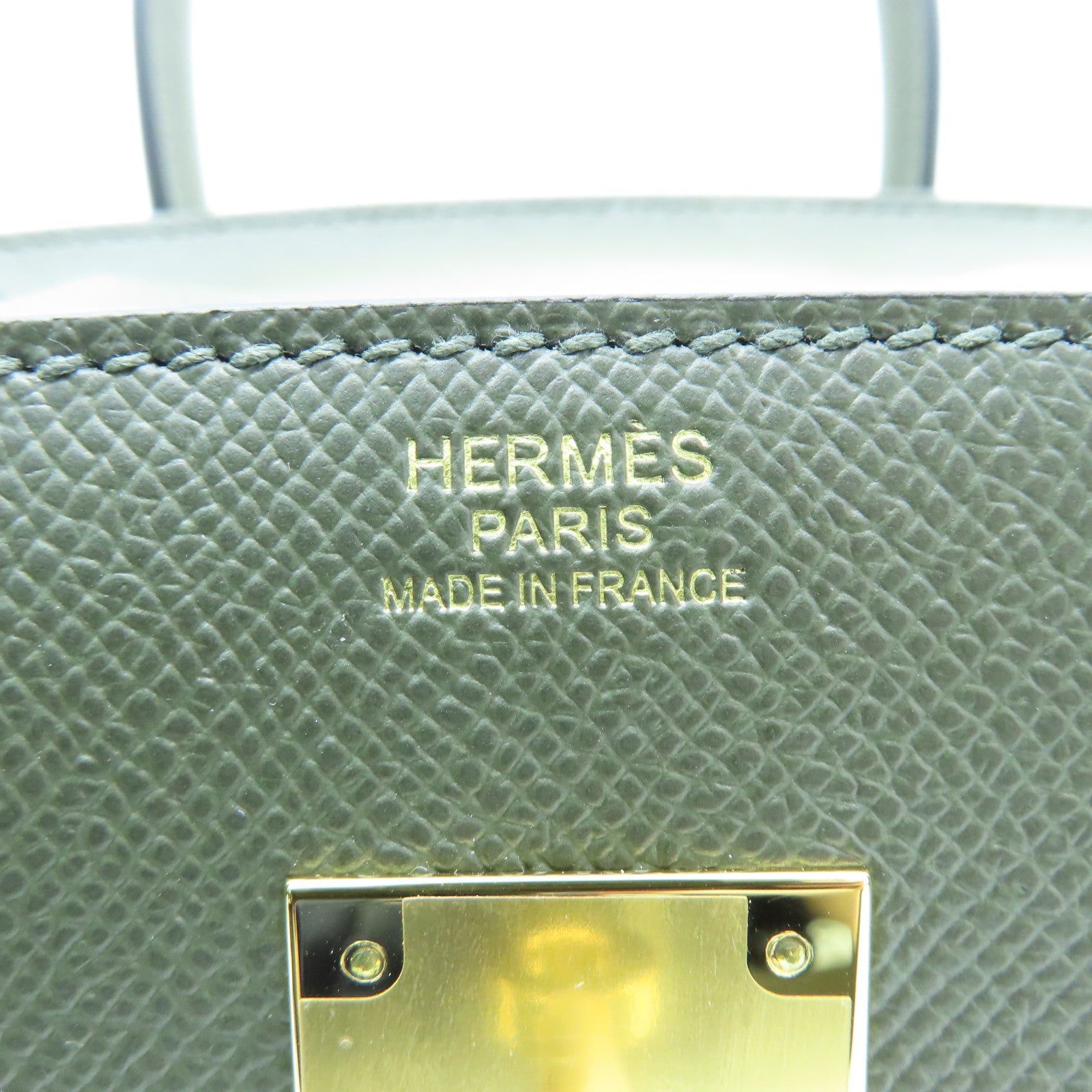 HERMES Veau Epsom皮革Birkin 30金扣手挽袋深绿色