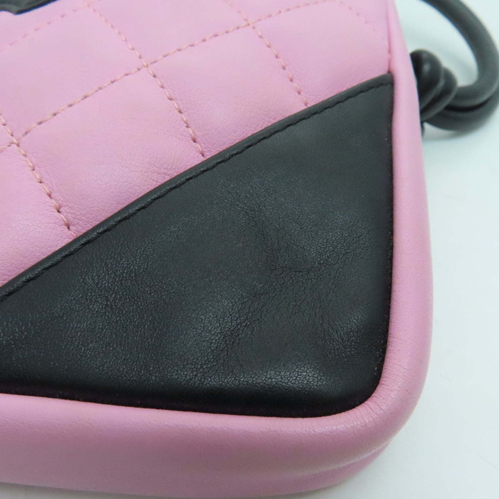 CHANEL 菱格牛皮皮革Cambom Crossbody Bag銀扣肩背袋粉紅色