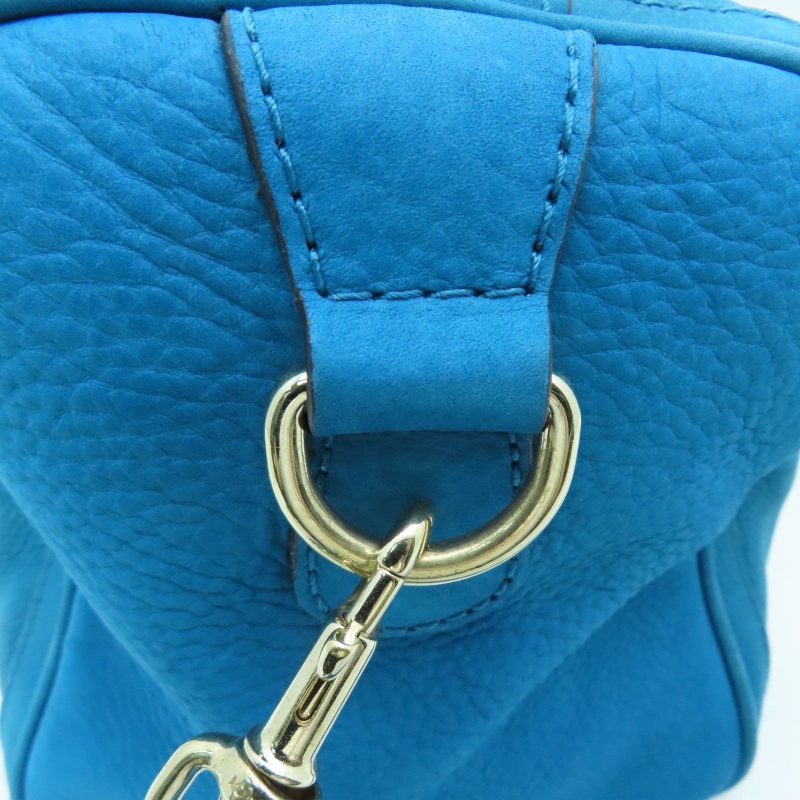GUCCI 帆布/皮革Boston Bag金扣波士顿包蓝色