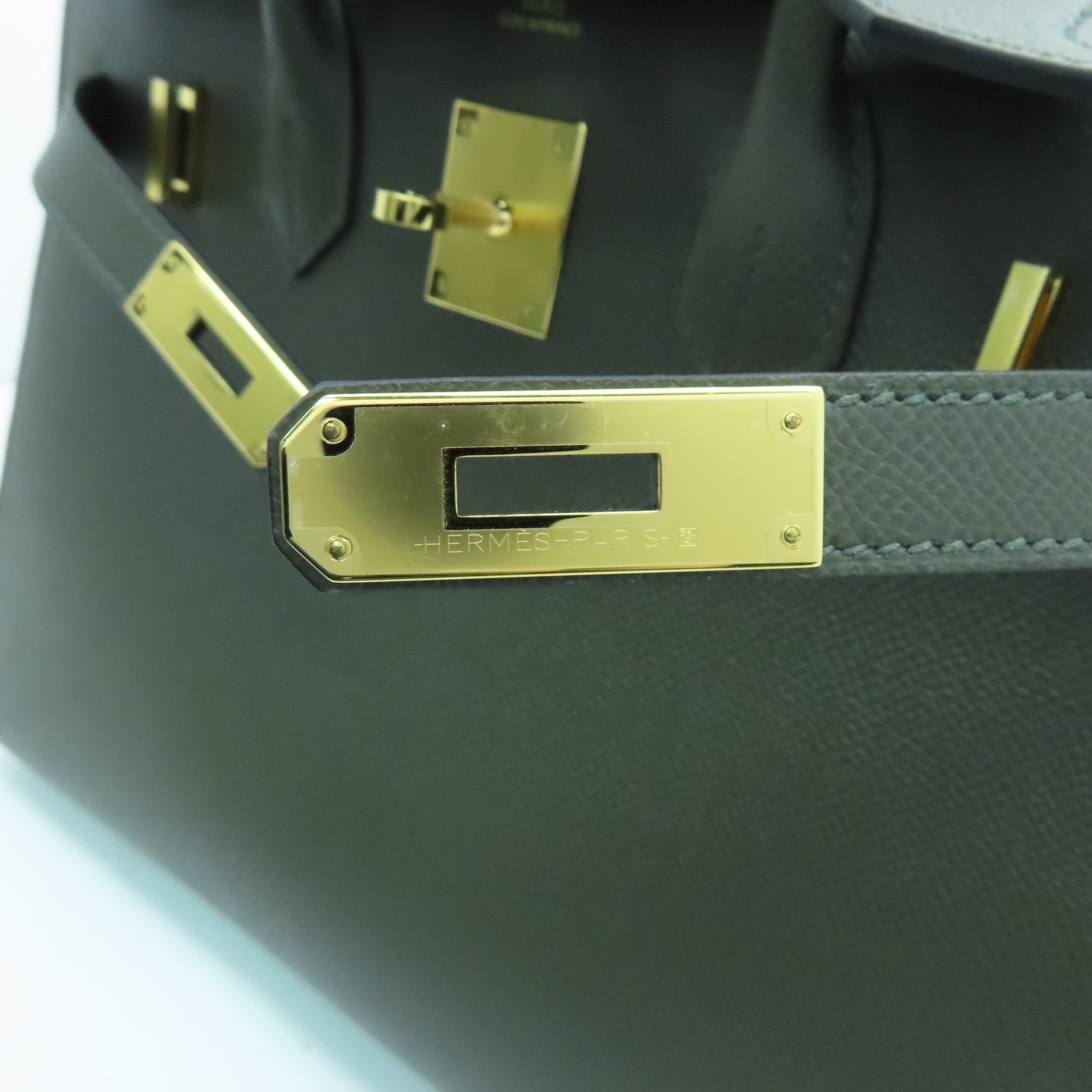 HERMES Veau Epsom皮革Birkin 30金扣手挽袋深绿色