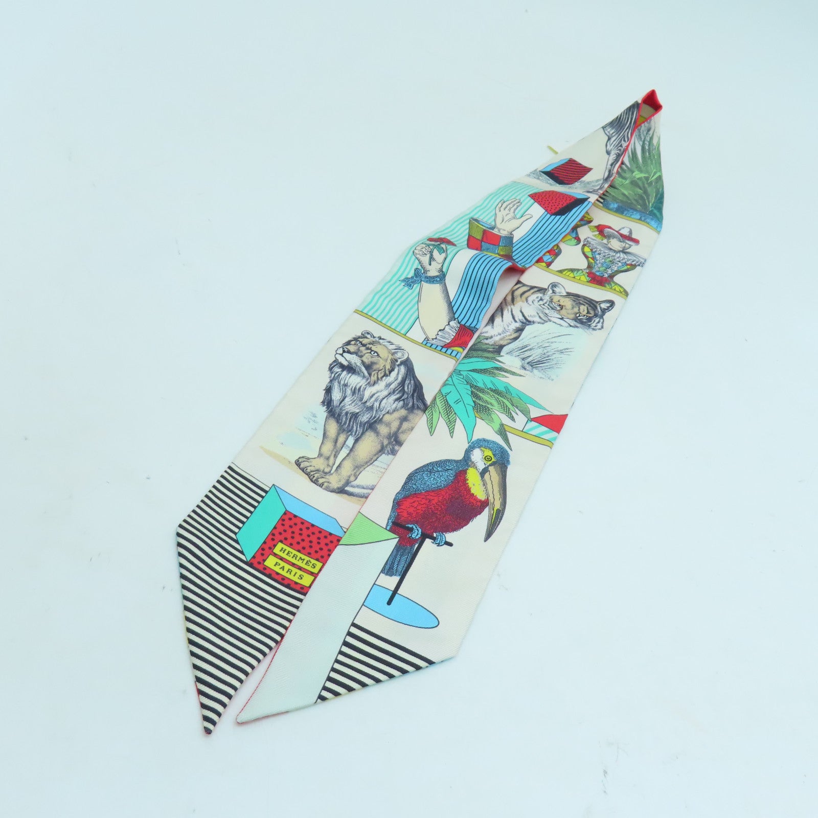 HERMES 絲質Twilly絲巾彩色