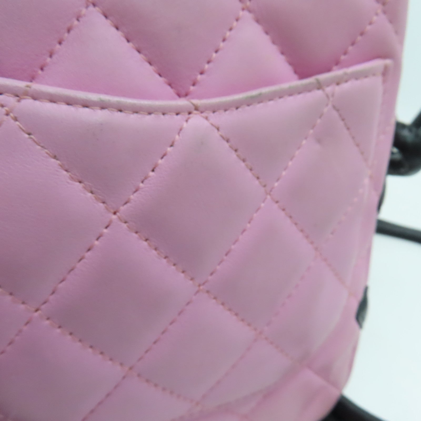 CHANEL 菱格牛皮皮革Cambom Crossbody Bag銀扣肩背袋粉紅色
