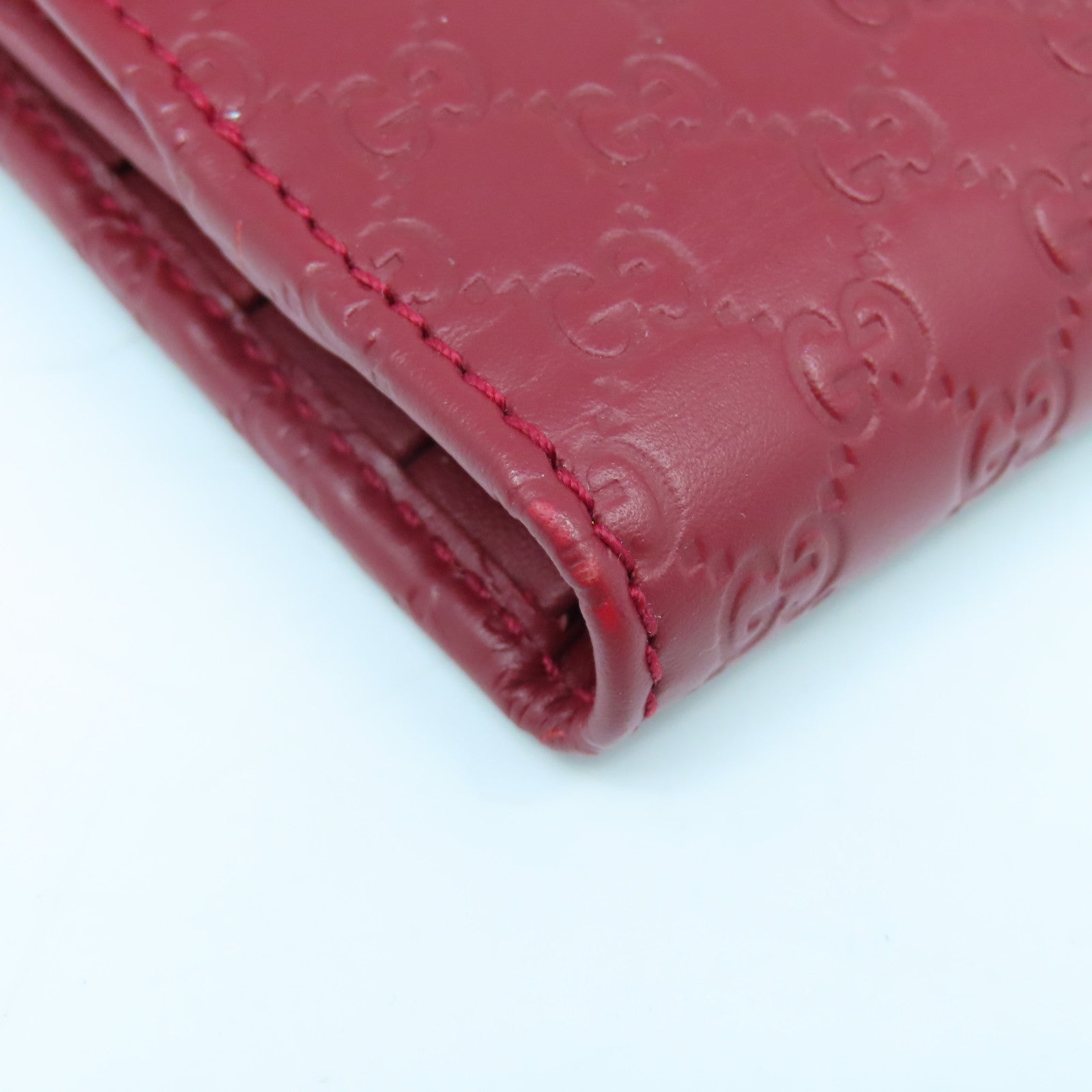 GUCCI 牛皮皮革Wallet金扣钱包红色