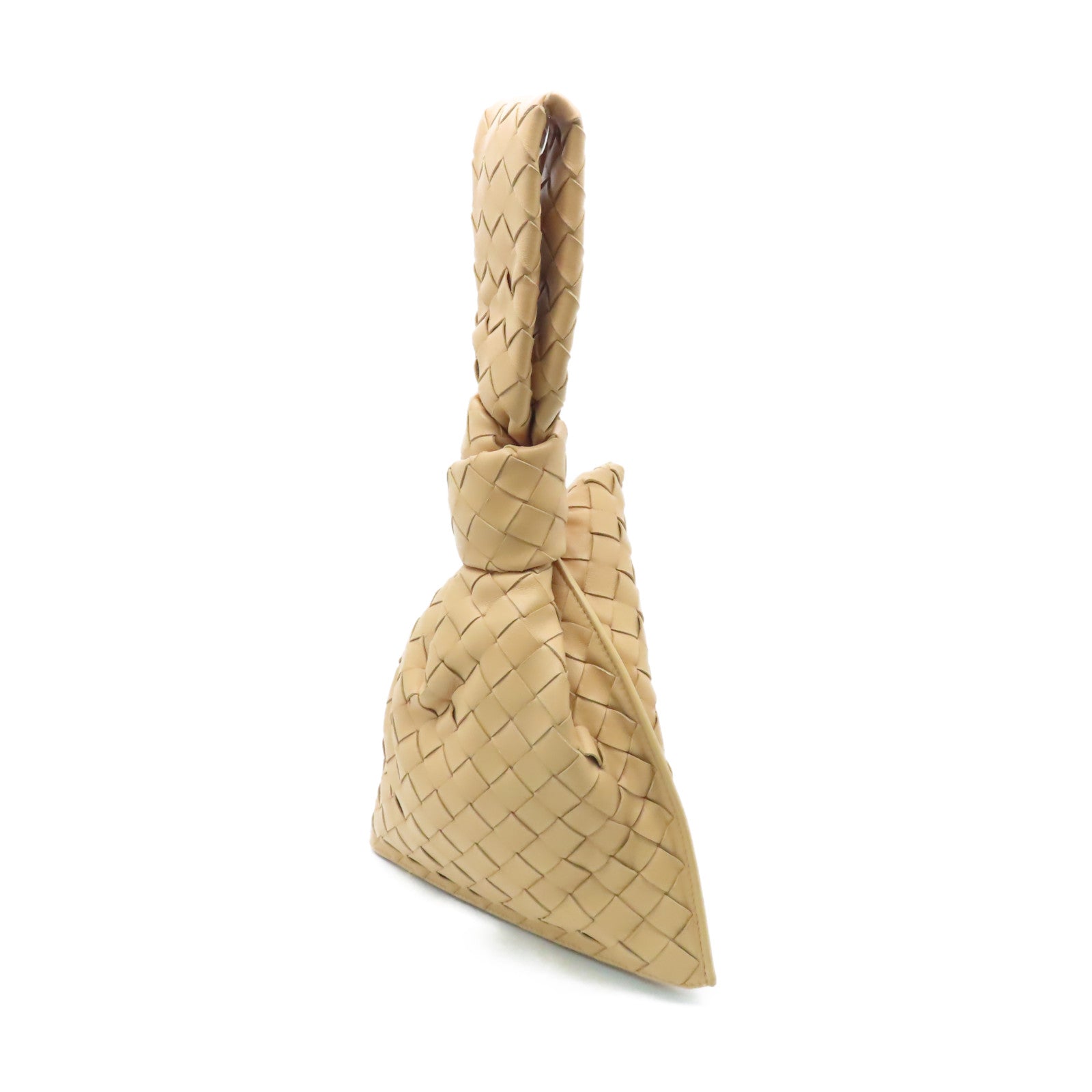 BOTTEGA VENETA 織紋皮革Mini Twist金扣手挽袋米色