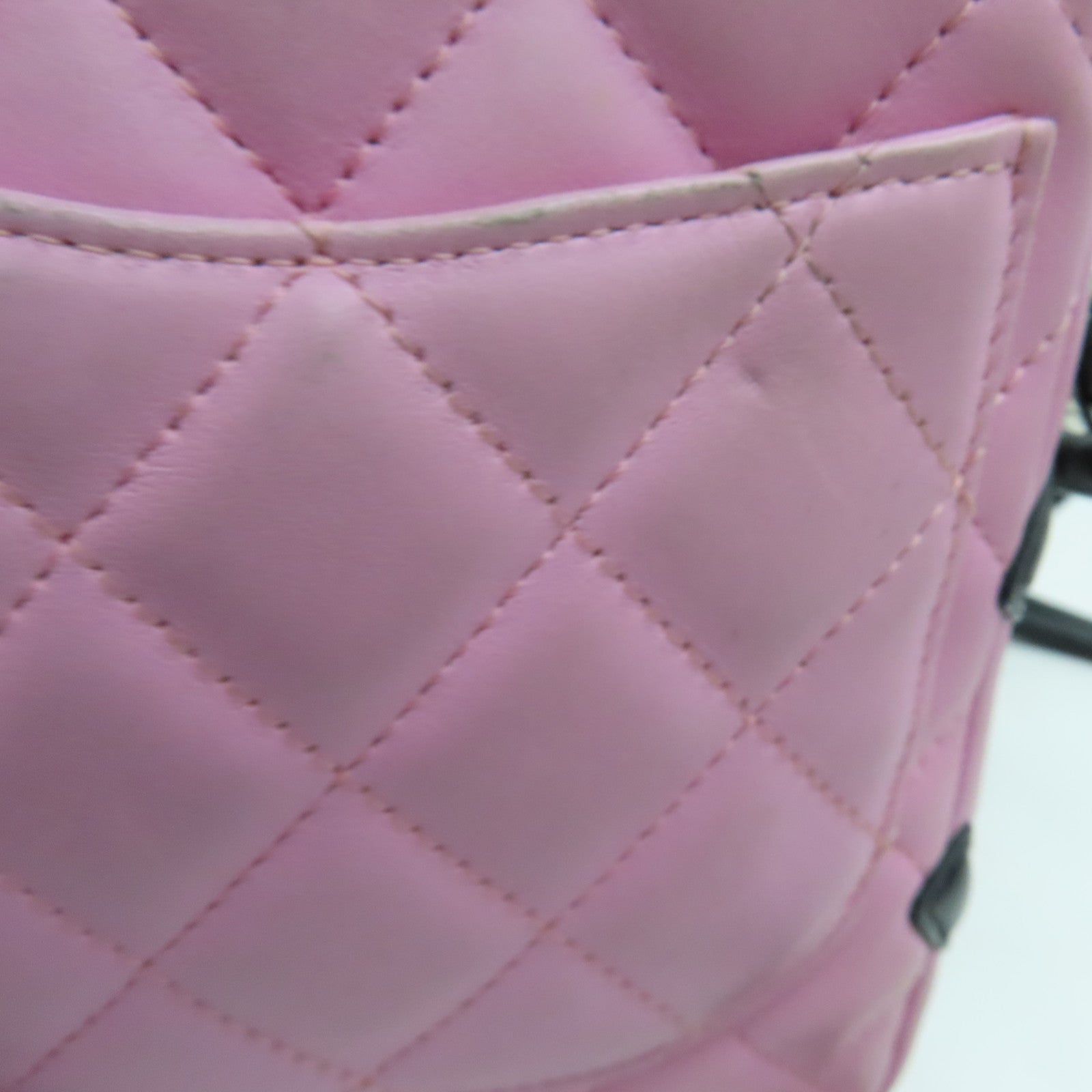 CHANEL 菱格牛皮皮革Cambom Crossbody Bag銀扣肩背袋粉紅色