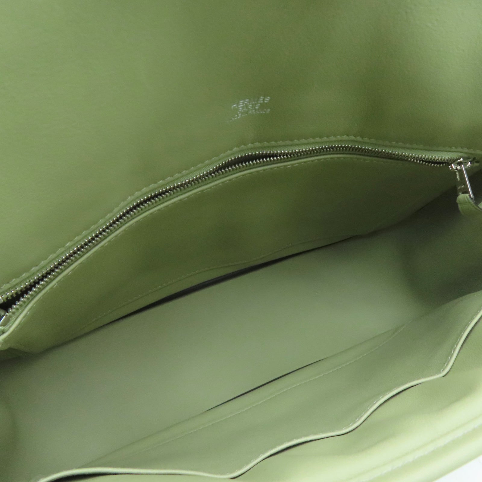HERMES Evercolor皮革Berline 28銀扣肩背袋卡其色