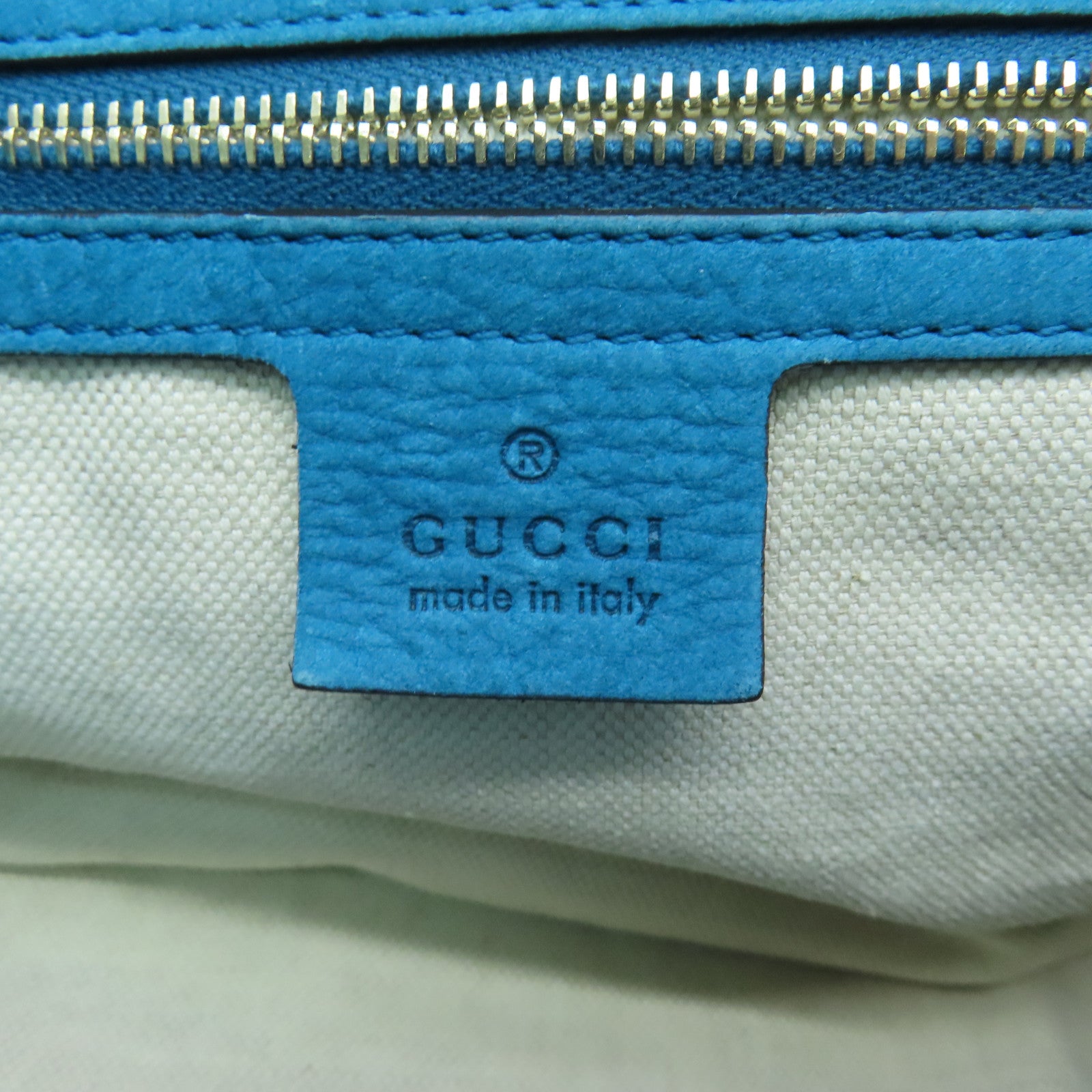 GUCCI 帆布/皮革Boston Bag金扣波士顿包蓝色
