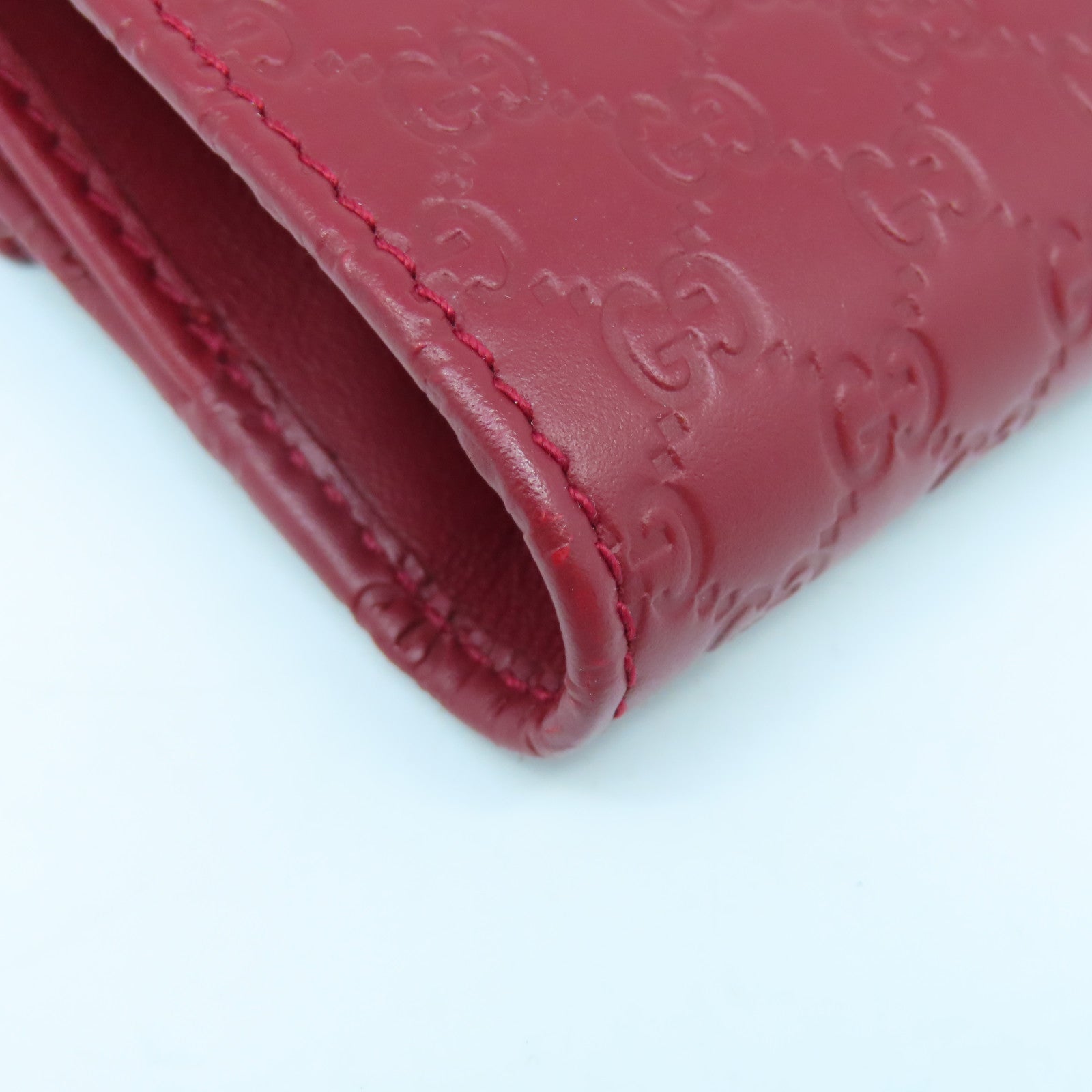 GUCCI 牛皮皮革Wallet金扣钱包红色