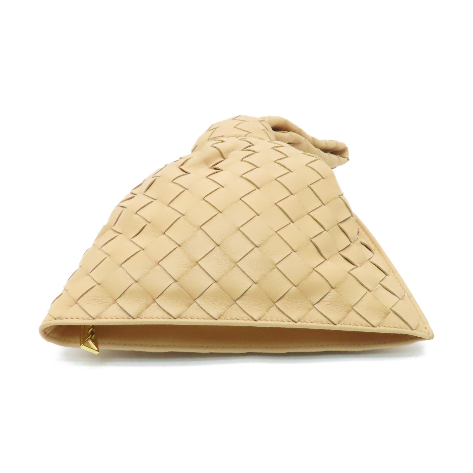 BOTTEGA VENETA 織紋皮革Mini Twist金扣手挽袋米色