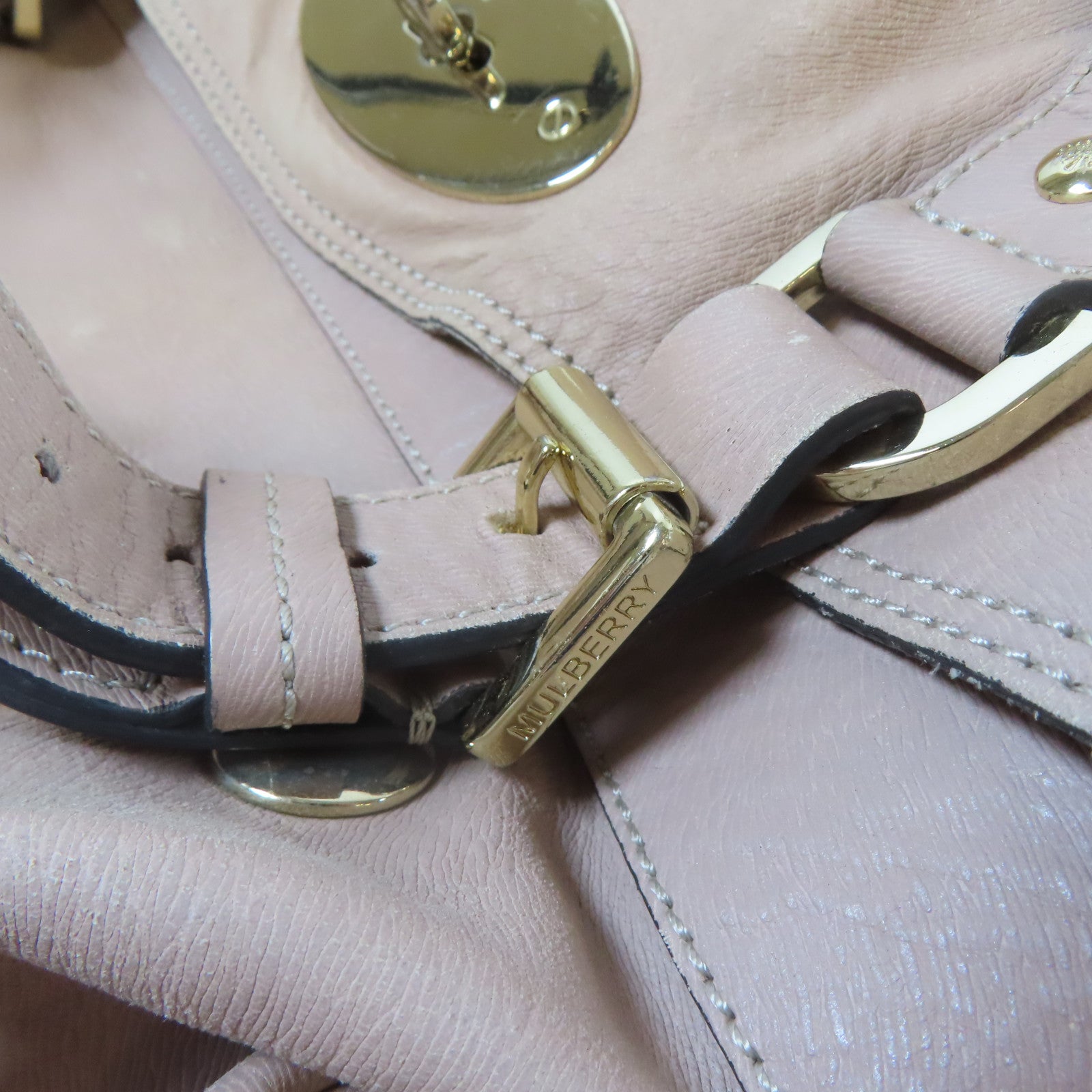 MULBERRY 牛皮皮革2 Way Shoulder Bag金扣手挽肩背兩用袋粉紅色
