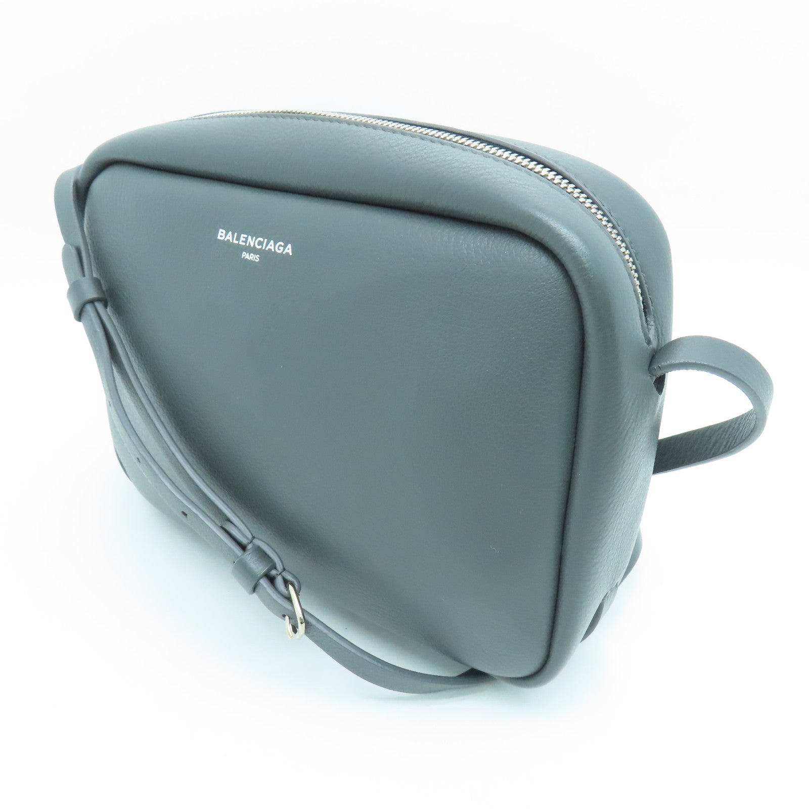 BALENCIAGA 牛皮皮革Shoulder Bag银扣肩背袋灰色