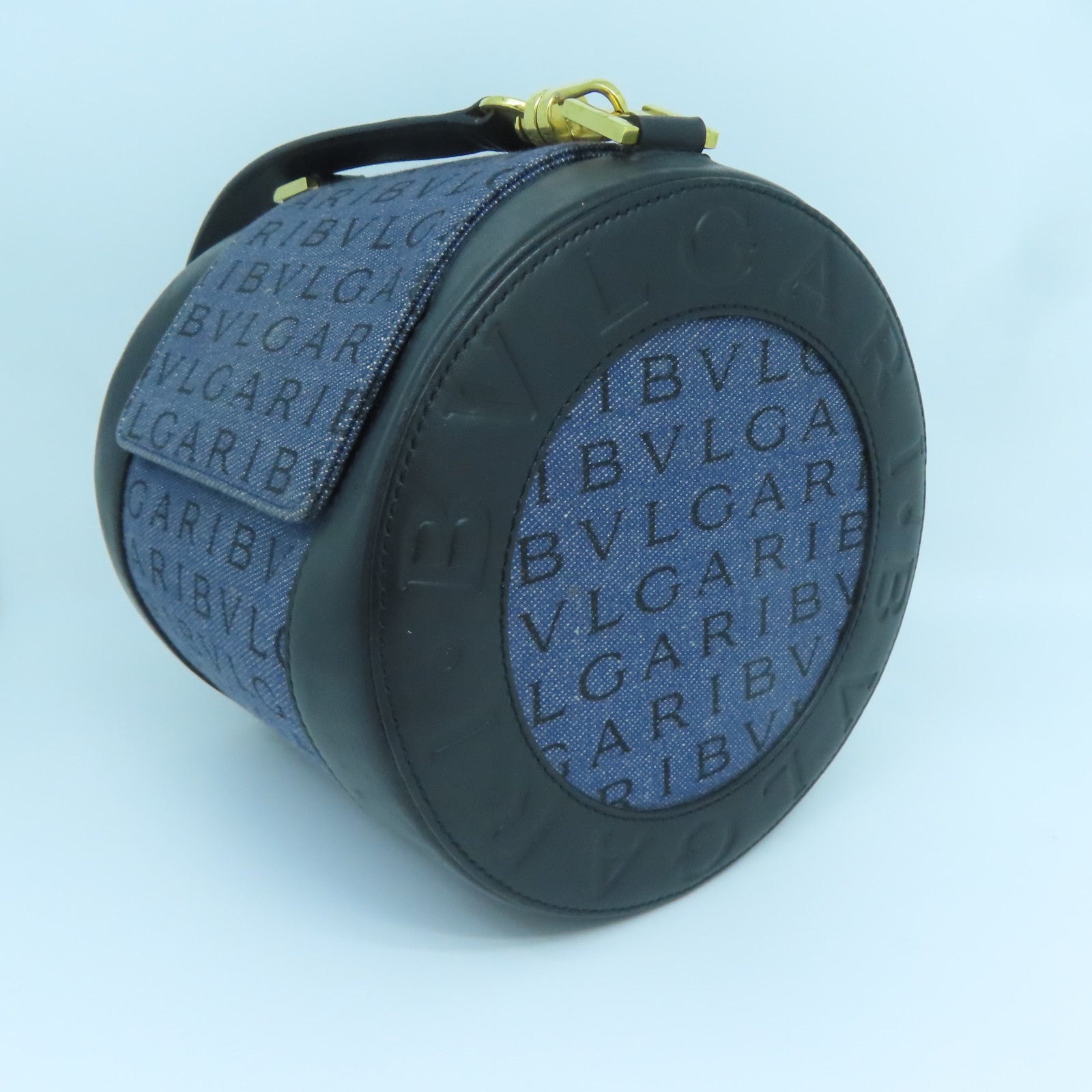 BVLGARI 帆布Shoulder Bag金扣肩背袋藍色
