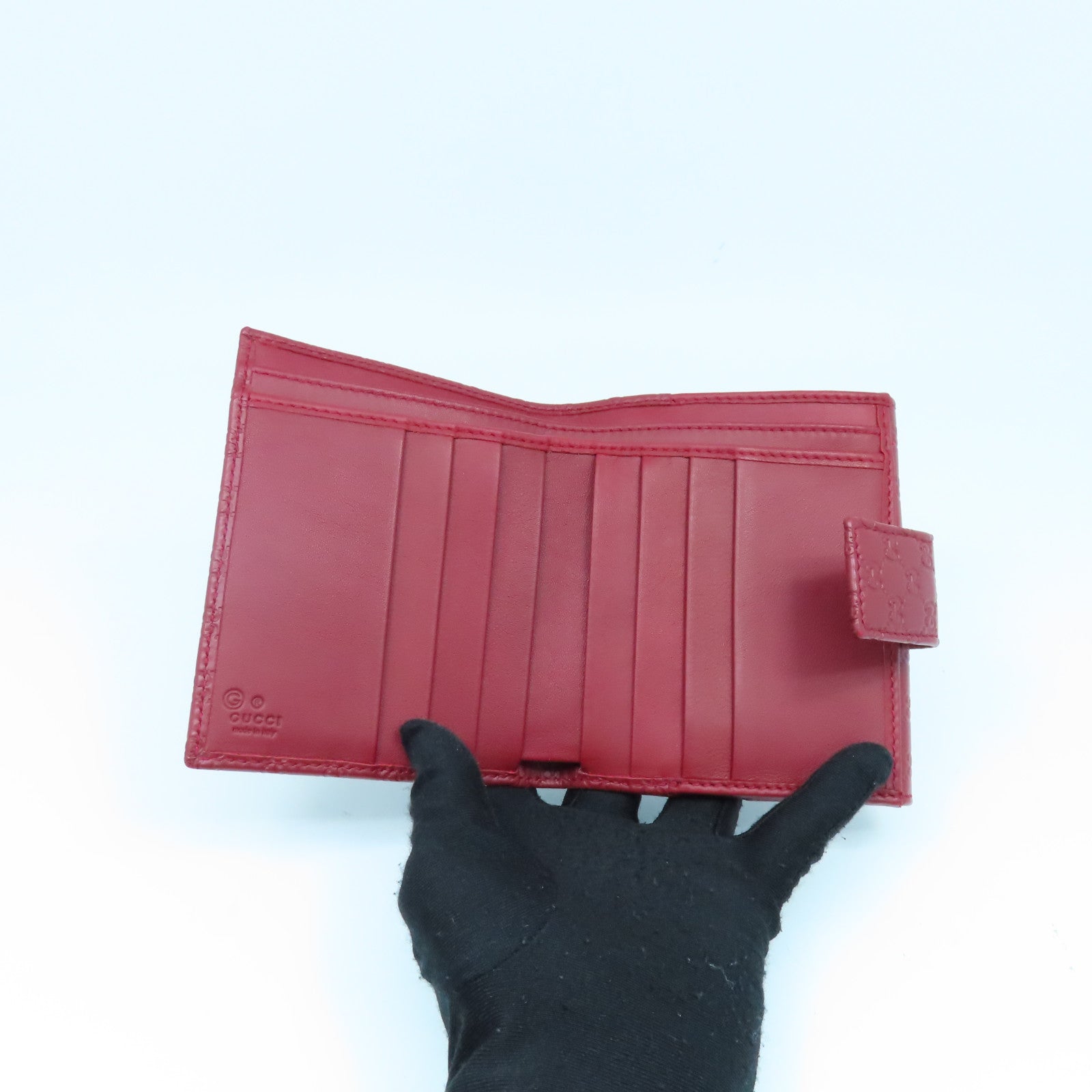 GUCCI 牛皮皮革Wallet金扣钱包红色