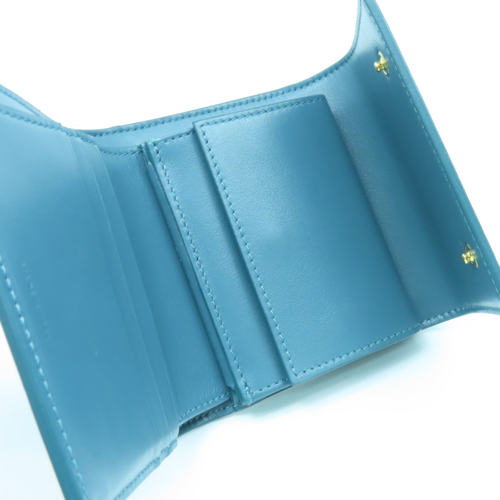 CELINE 牛皮皮革Small Trifold Wallet金扣錢包普魯士藍色