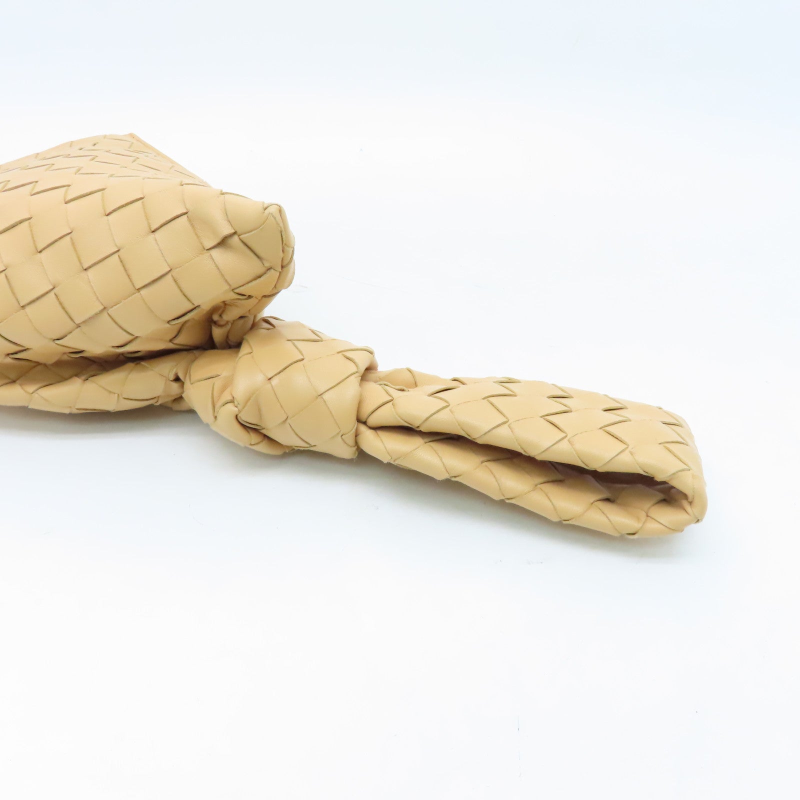 BOTTEGA VENETA 織紋皮革Mini Twist金扣手挽袋米色