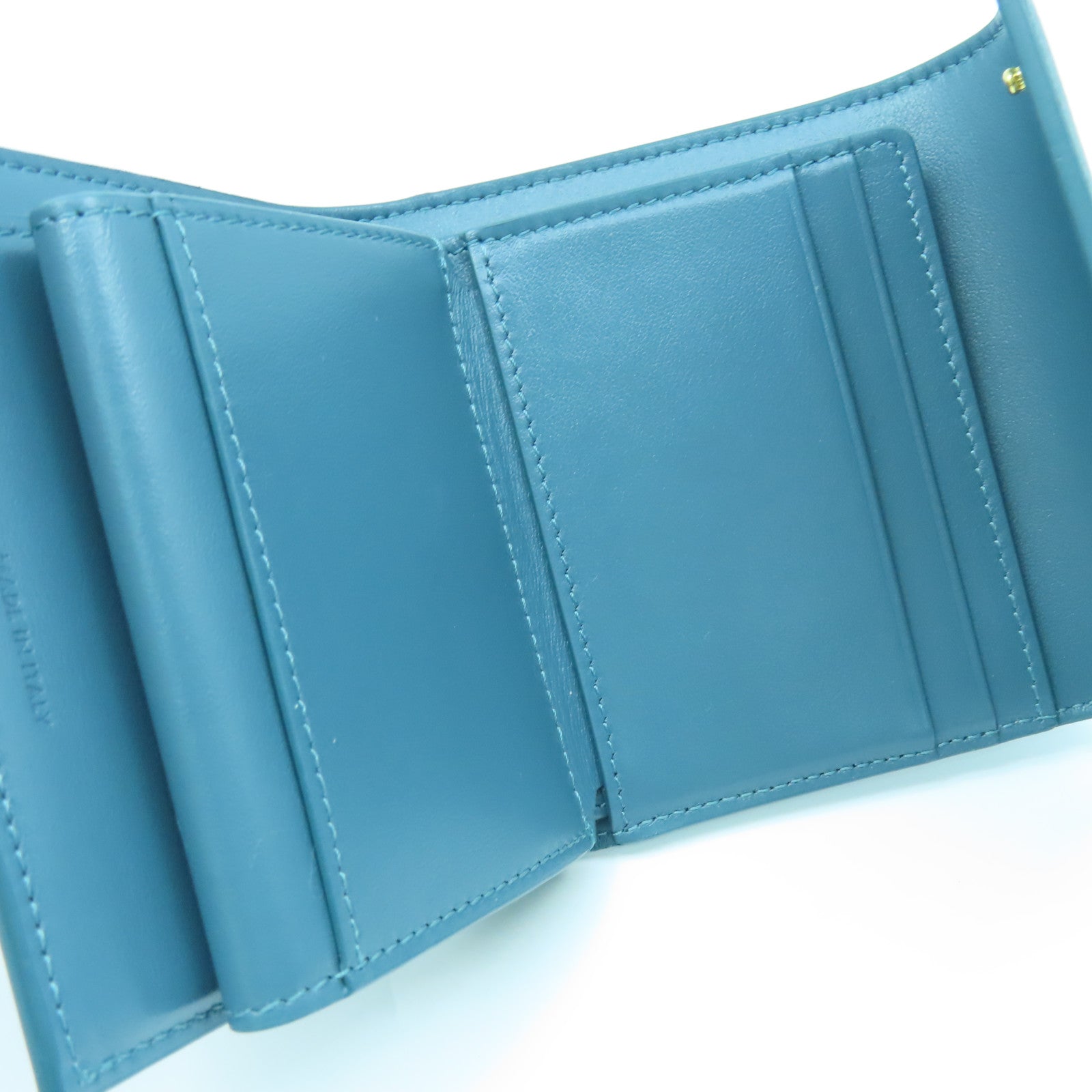 CELINE 牛皮皮革Small Trifold Wallet金扣錢包普魯士藍色