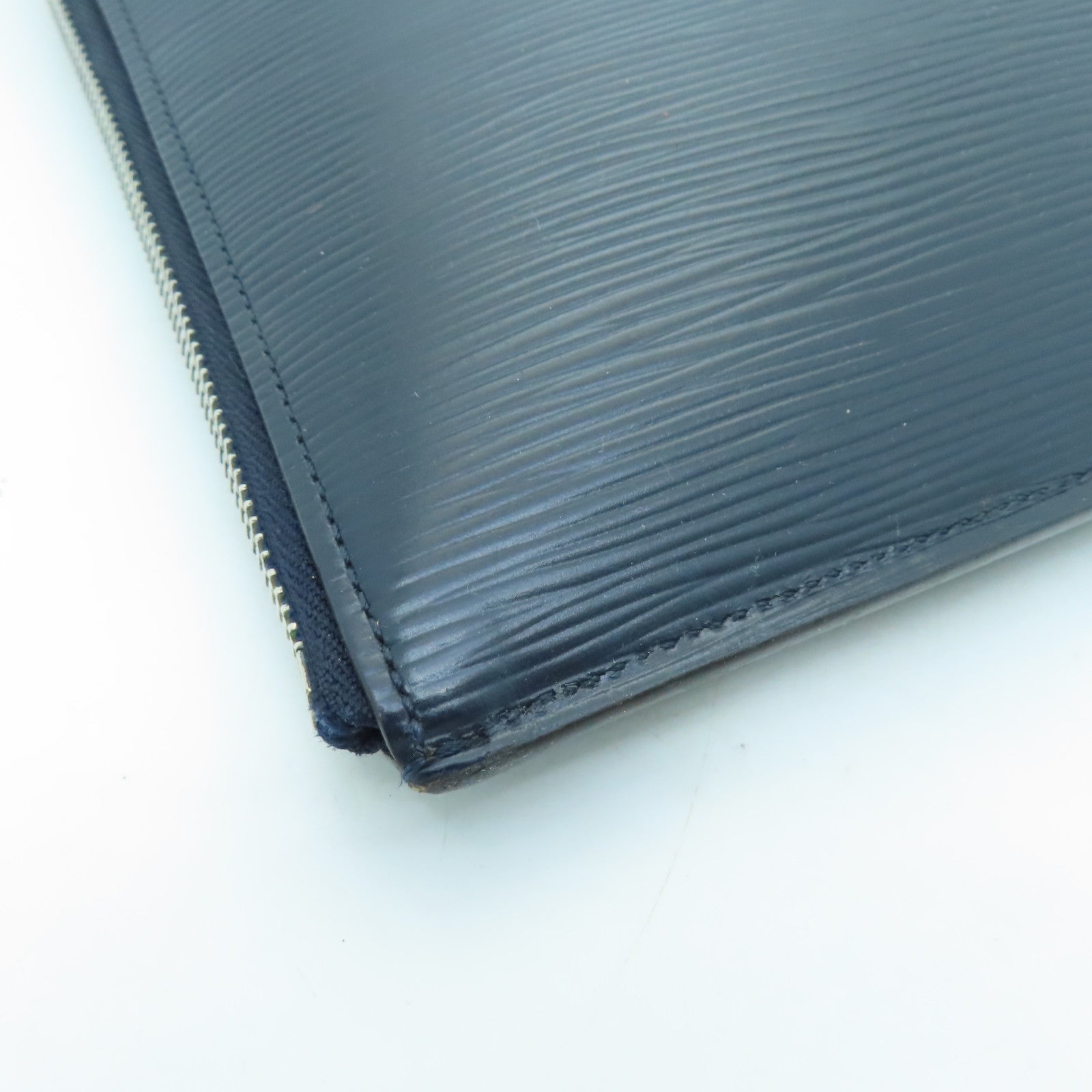 LOUIS VUITTON Epi Clutch Bag銀扣手拿包深藍色