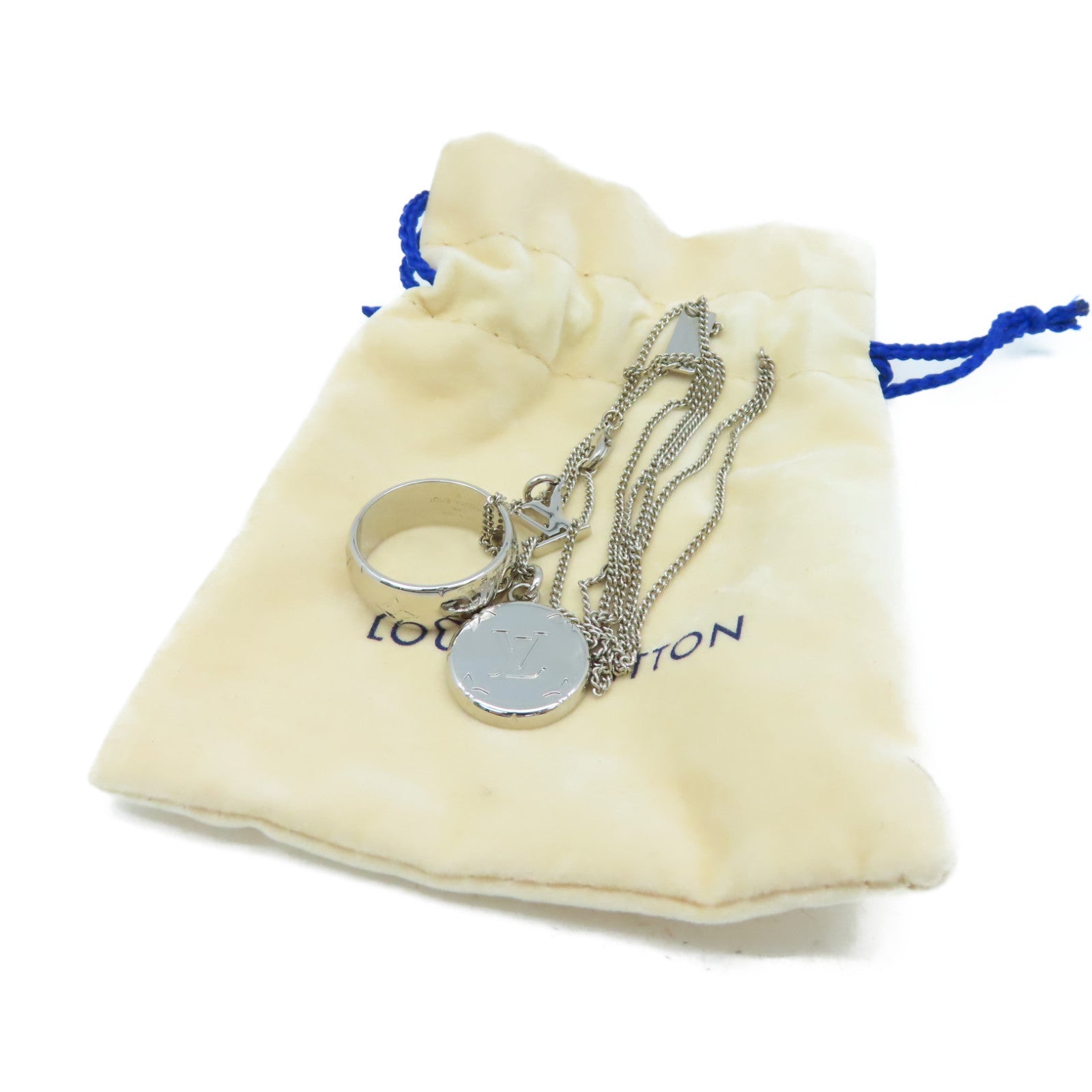 LOUIS VUITTON 金屬Monogram Charms Necklace項鏈銀色