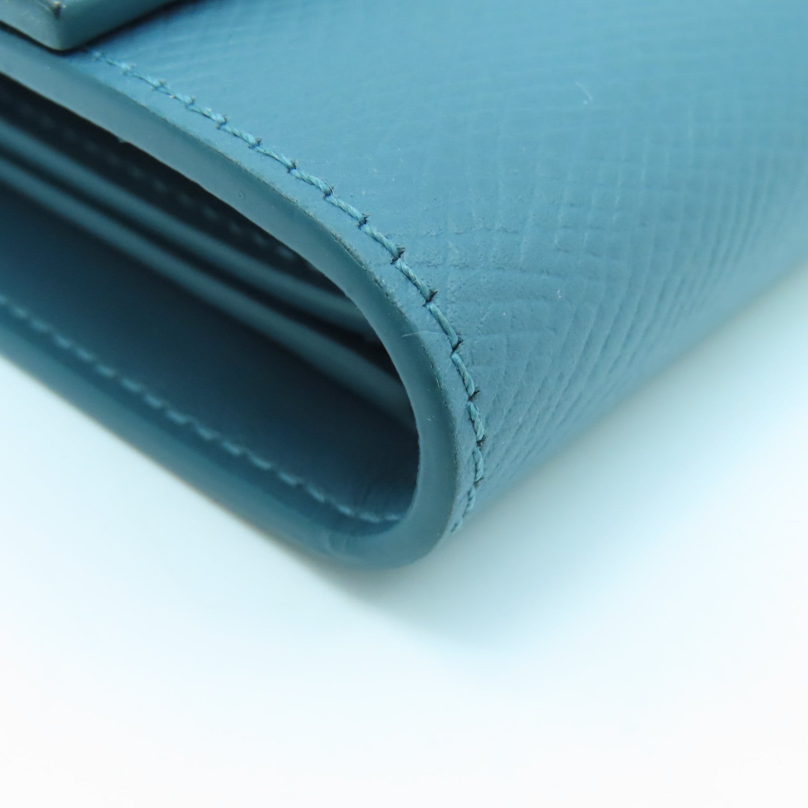 CELINE 牛皮皮革Small Trifold Wallet金扣錢包普魯士藍色