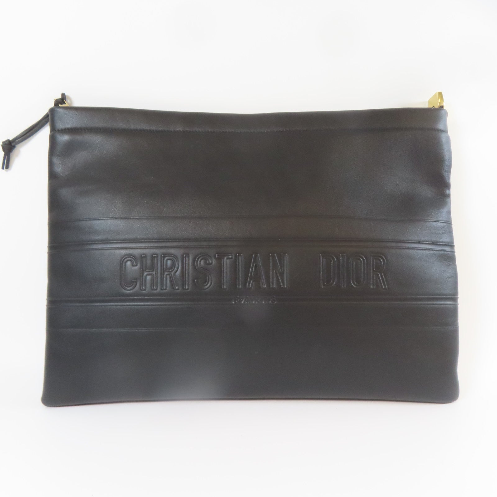 Dior 皮革Clutch金扣手拿包黑色
