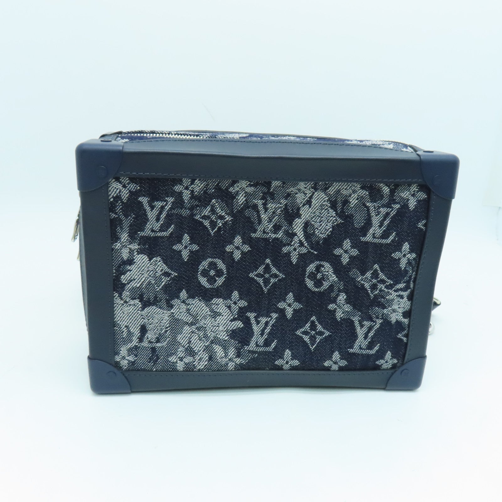 LOUIS VUITTON Monogram Tapestry Soft Trunk Shoulde銀扣肩背袋藍色