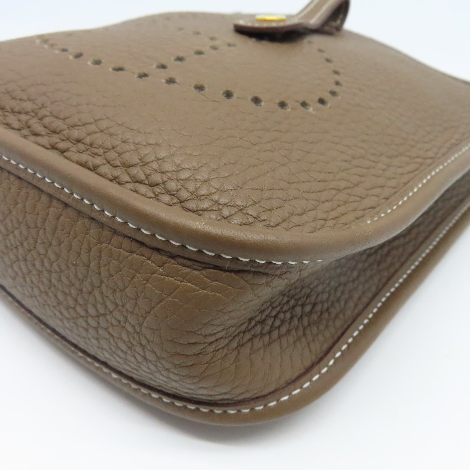 HERMES Clemence皮革Evelyne TPM金扣肩背袋大象灰色