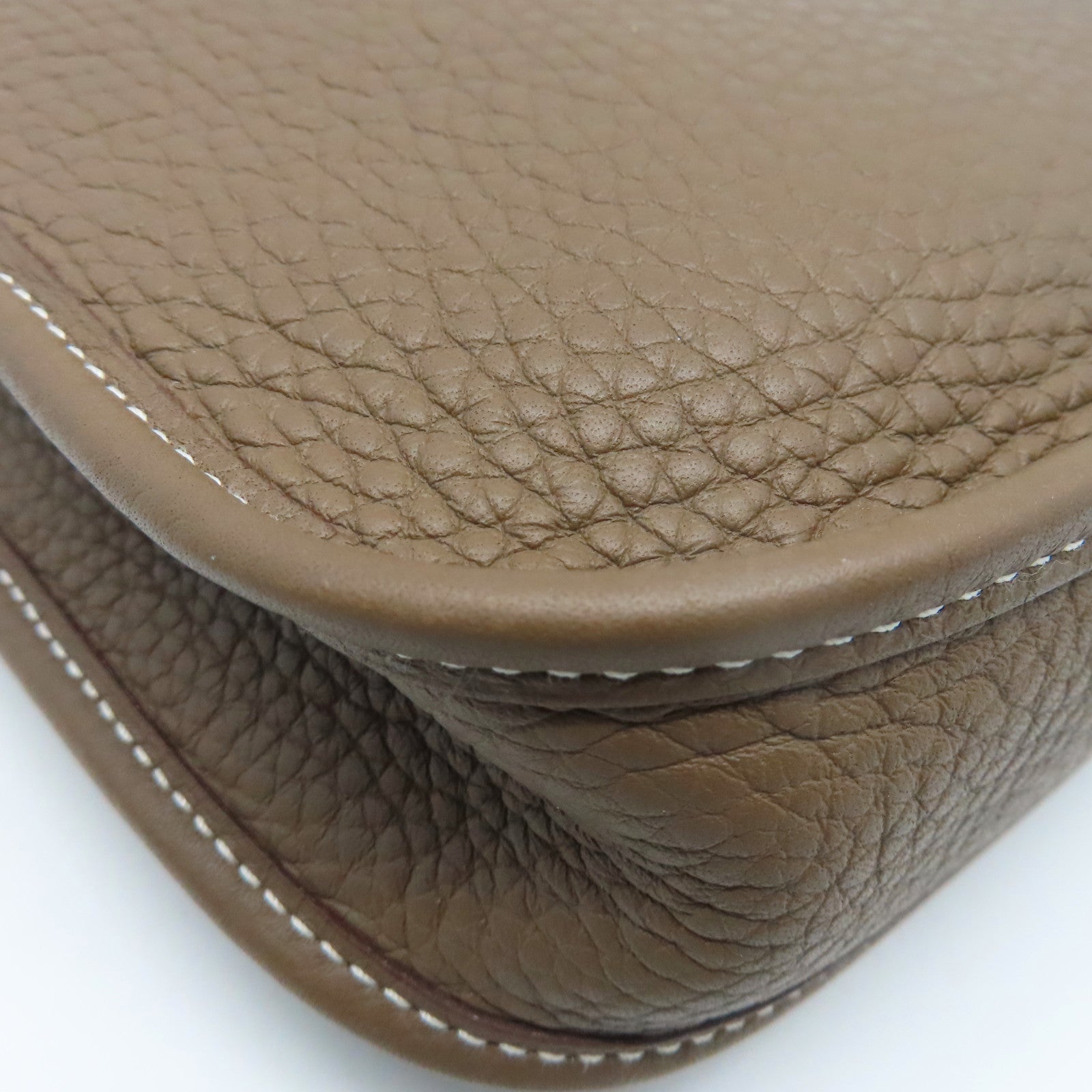 HERMES Clemence皮革Evelyne TPM金扣肩背袋大象灰色