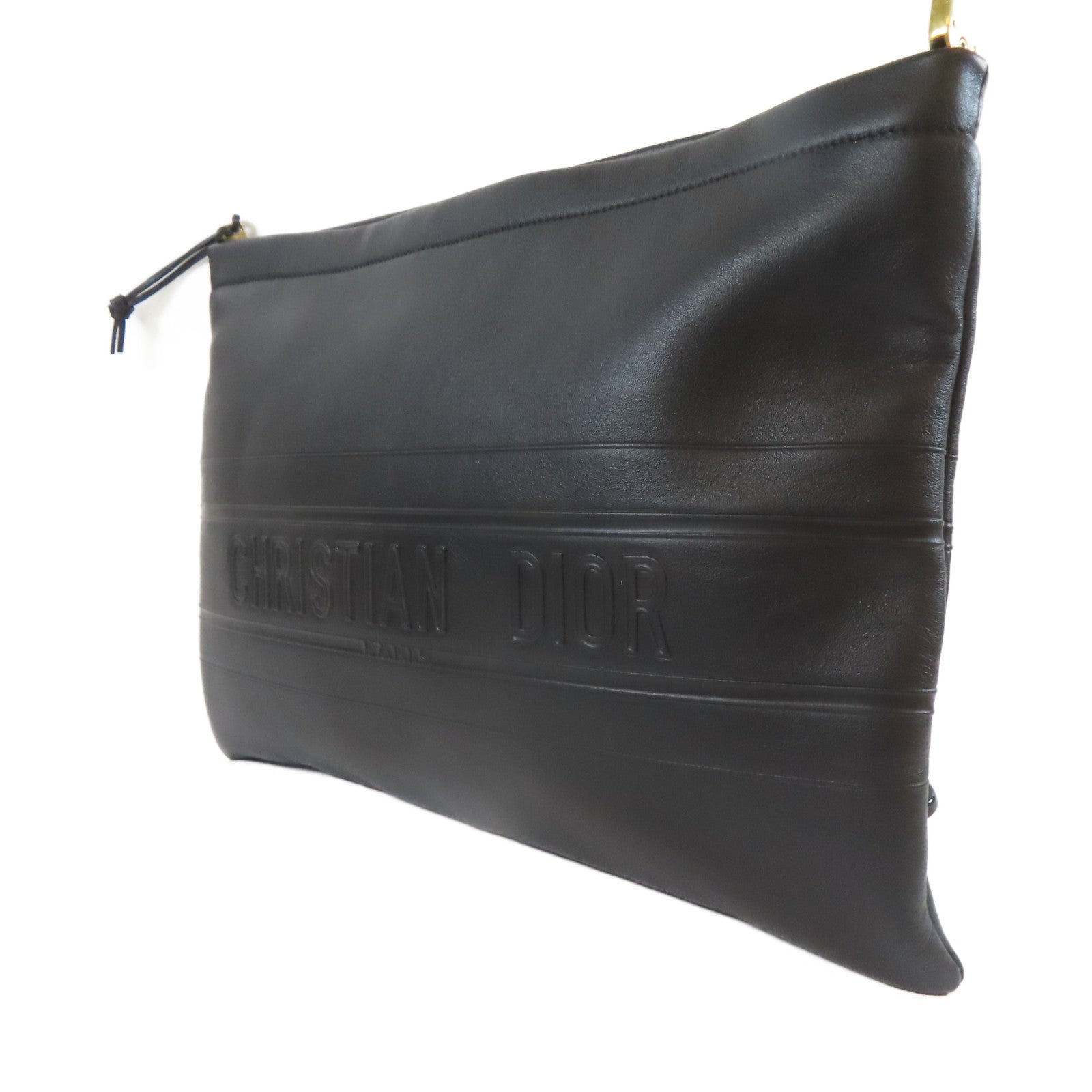Dior 皮革Clutch金扣手拿包黑色