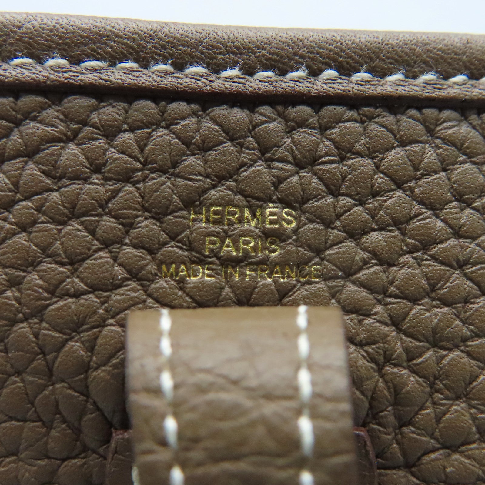 HERMES Clemence皮革Evelyne TPM金扣肩背袋大象灰色