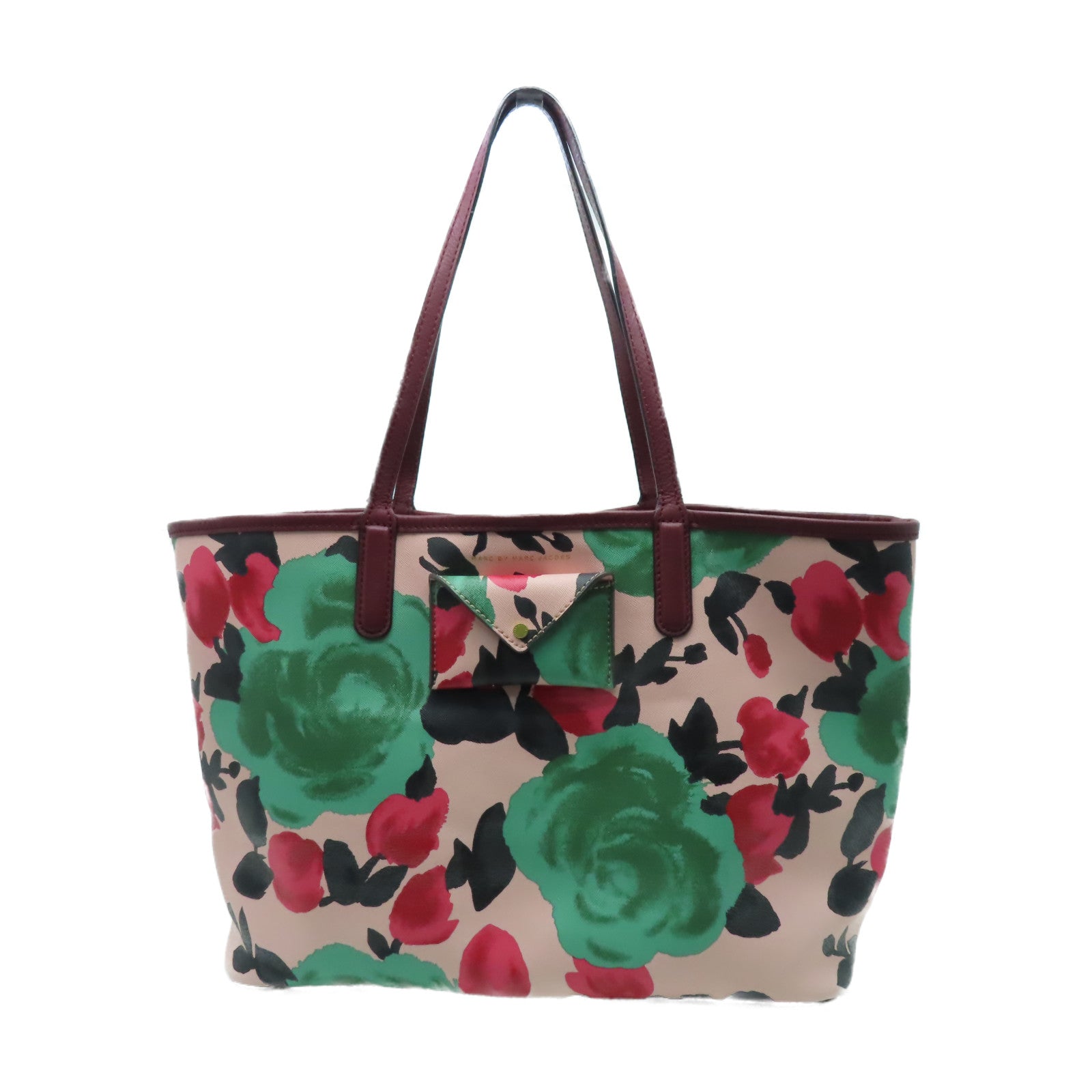MARC BY MARC JACOBS 塗層帆布Tote Bag金扣手挽袋粉紅色/綠色